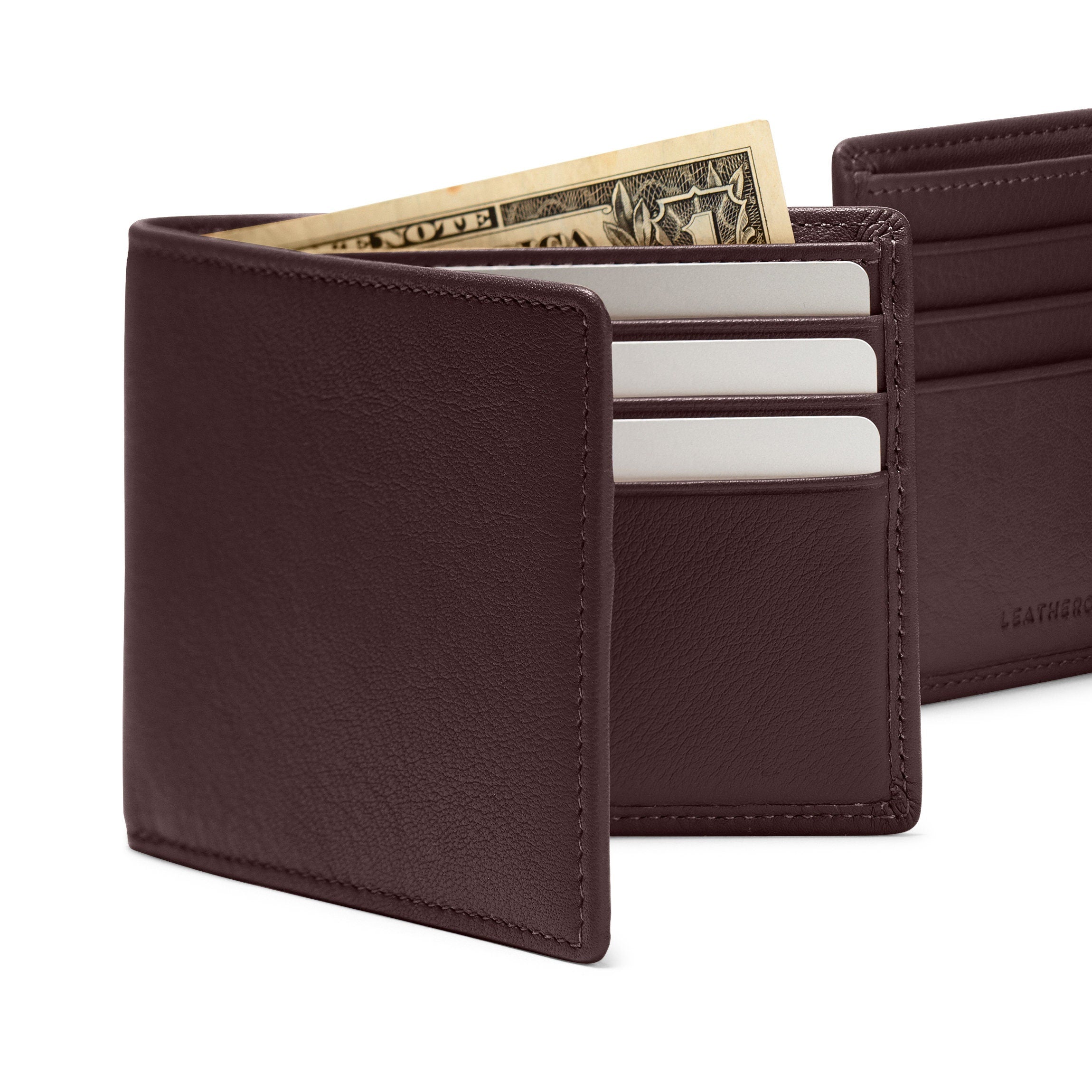 Slim Brown Bifold Wallet for Men - Genuine Leather RFID Blocking Minimalist Card Holder - Perfect for Everyday Use, Travel & Business