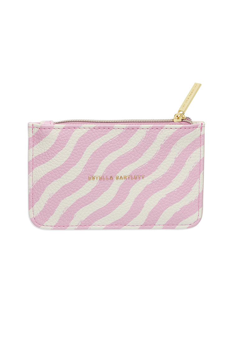 Stylish Pink Wiggle Print Card Holder Wallet - Perfect for Parties, Travel & Everyday Use