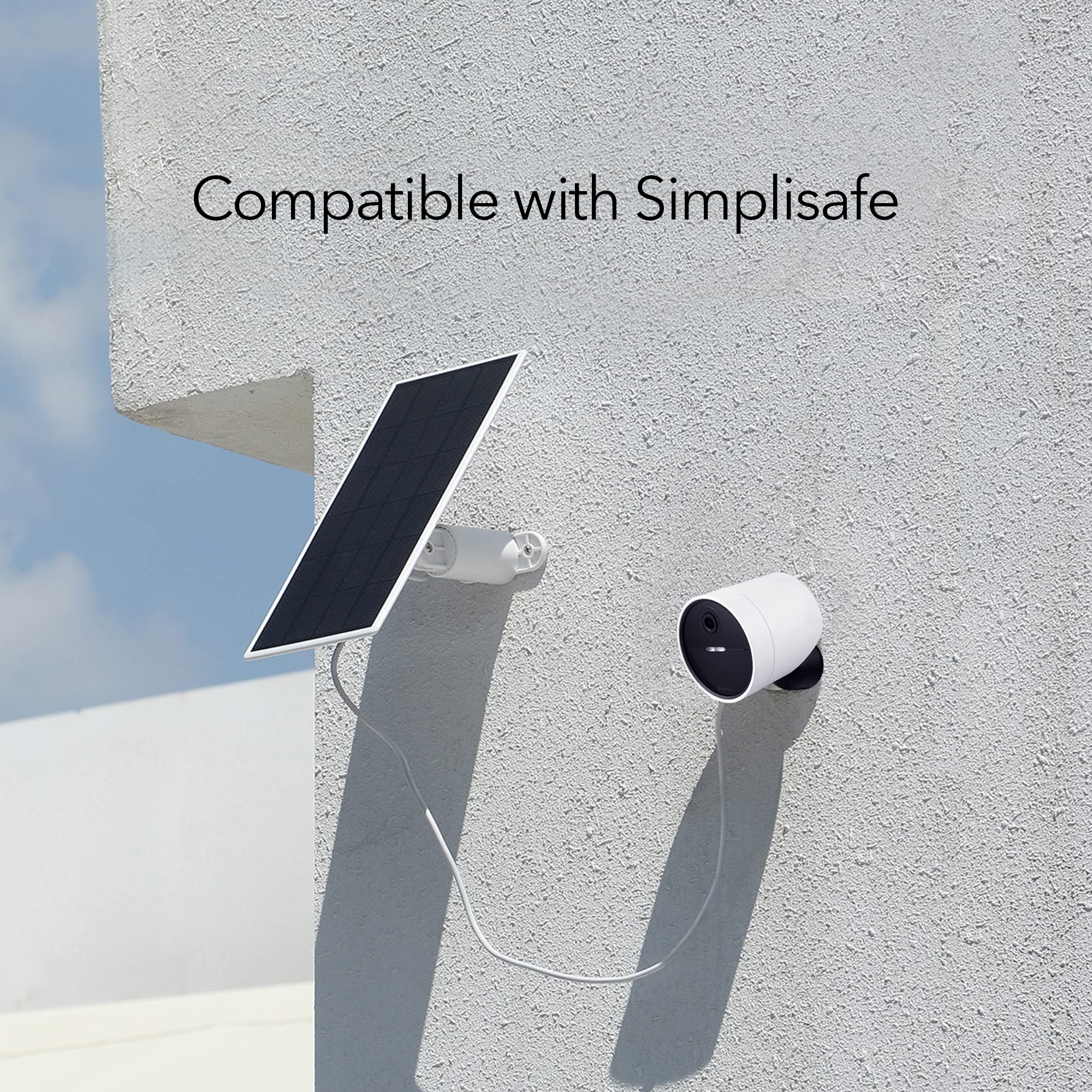 Wasserstein Solar Panel for SimpliSafe Wireless Outdoor Security Camera - High Power Solar Charger (White, 1 Pack) - Weatherproof & Continuous Power Supply for Home Security Surveillance