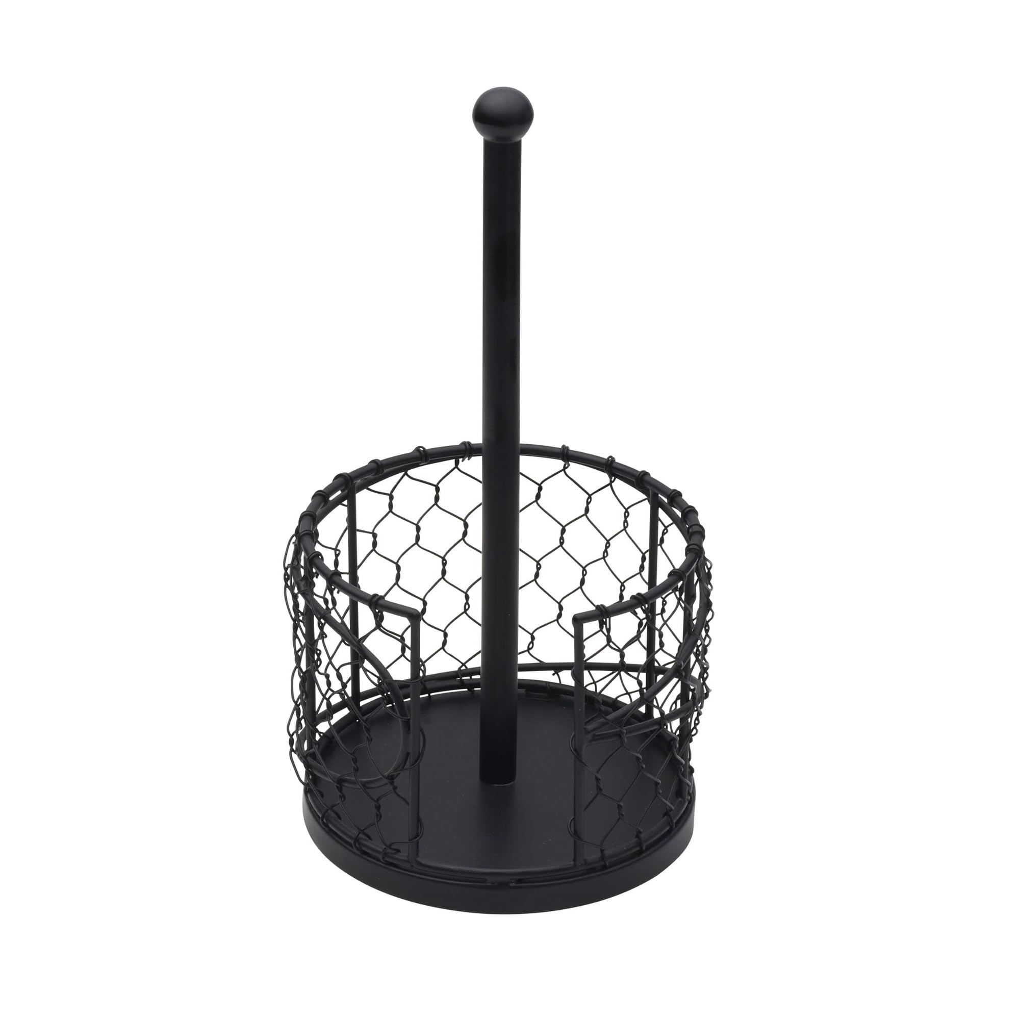 Mikasa Gourmet Basics 12.75-Inch Black Iron Paper Towel Holder - Contemporary Countertop Dispenser with Easy Roll Replacement | Perfect for Kitchen, Bathroom & Farmers Market Decor