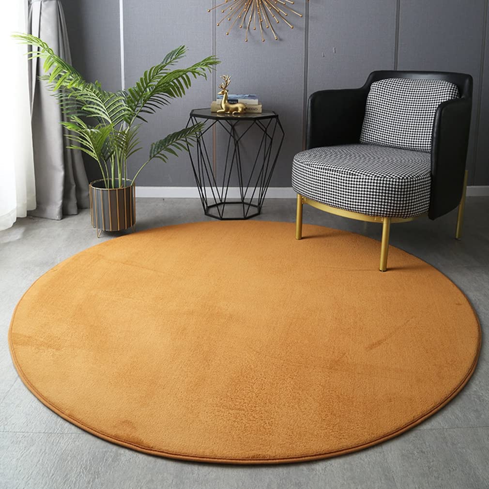 Ultra Soft Round Area Rug 3.3' x 3.3' - Non-Slip Coral Fleece Carpet for Living Room, Bedroom & Bathroom - Modern Home Decor Indoor Outdoor Rug in Khaki - Perfect for Cozy Spaces, Yoga Mats and Pet Areas