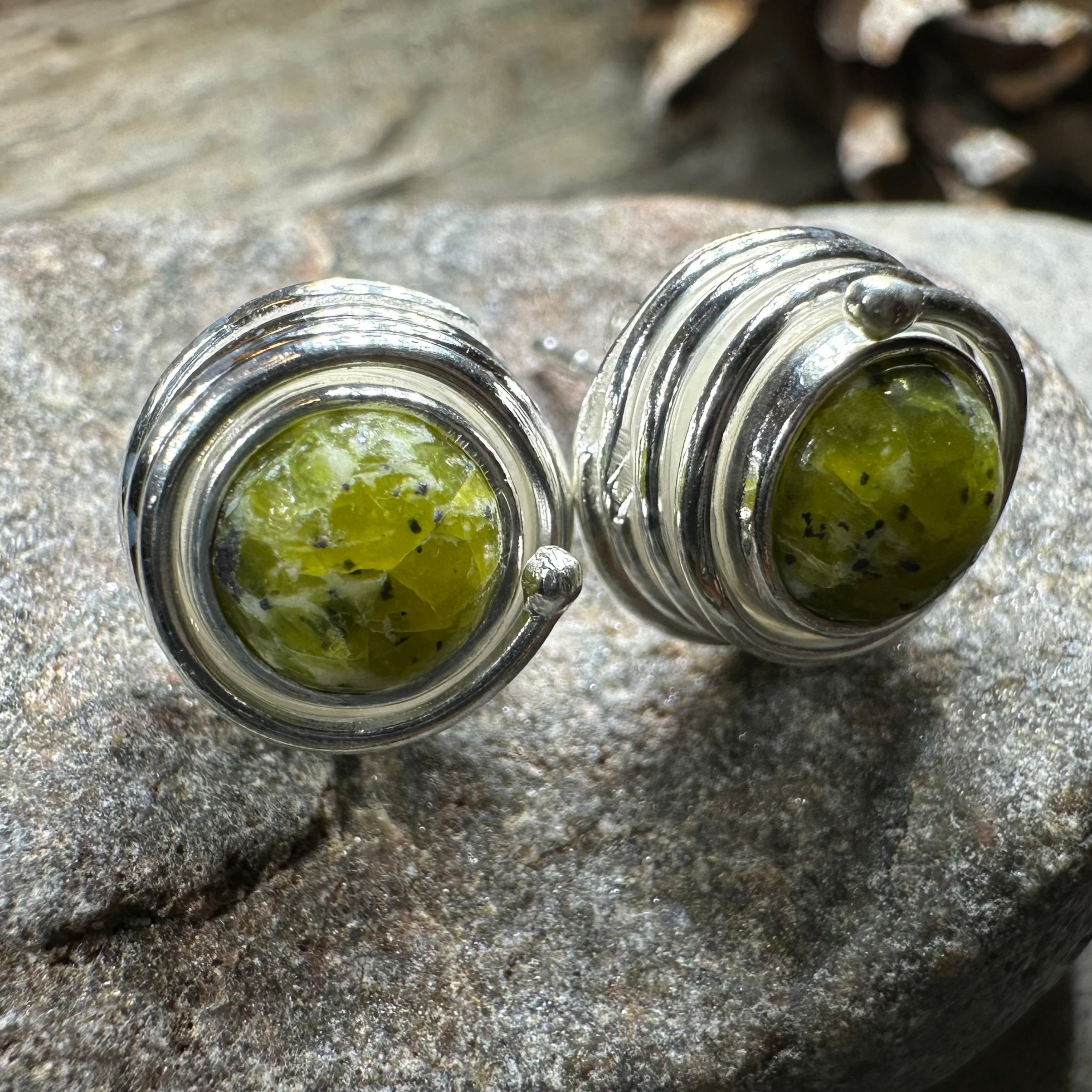 Connemara Marble Celtic Spiral Post Earrings - Handmade Irish Jewelry for Women, Dainty Stud Earrings for Everyday Wear | Perfect Gift for Birthday, Anniversary & St. Patrick's Day