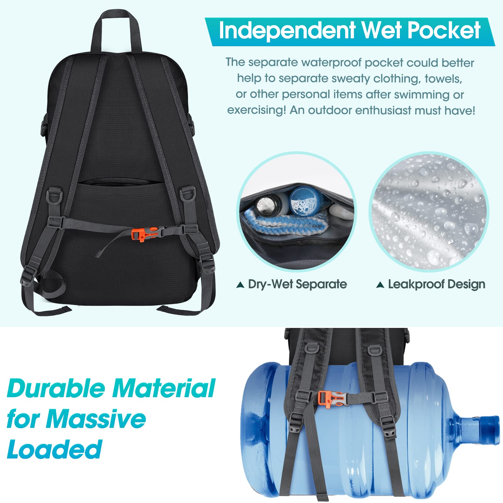 RAINSMORE 40L Waterproof Hiking Backpack - Lightweight Packable Camping Backpack for Men & Women - Perfect for Outdoor Travel, Hiking, Camping & Day Trips