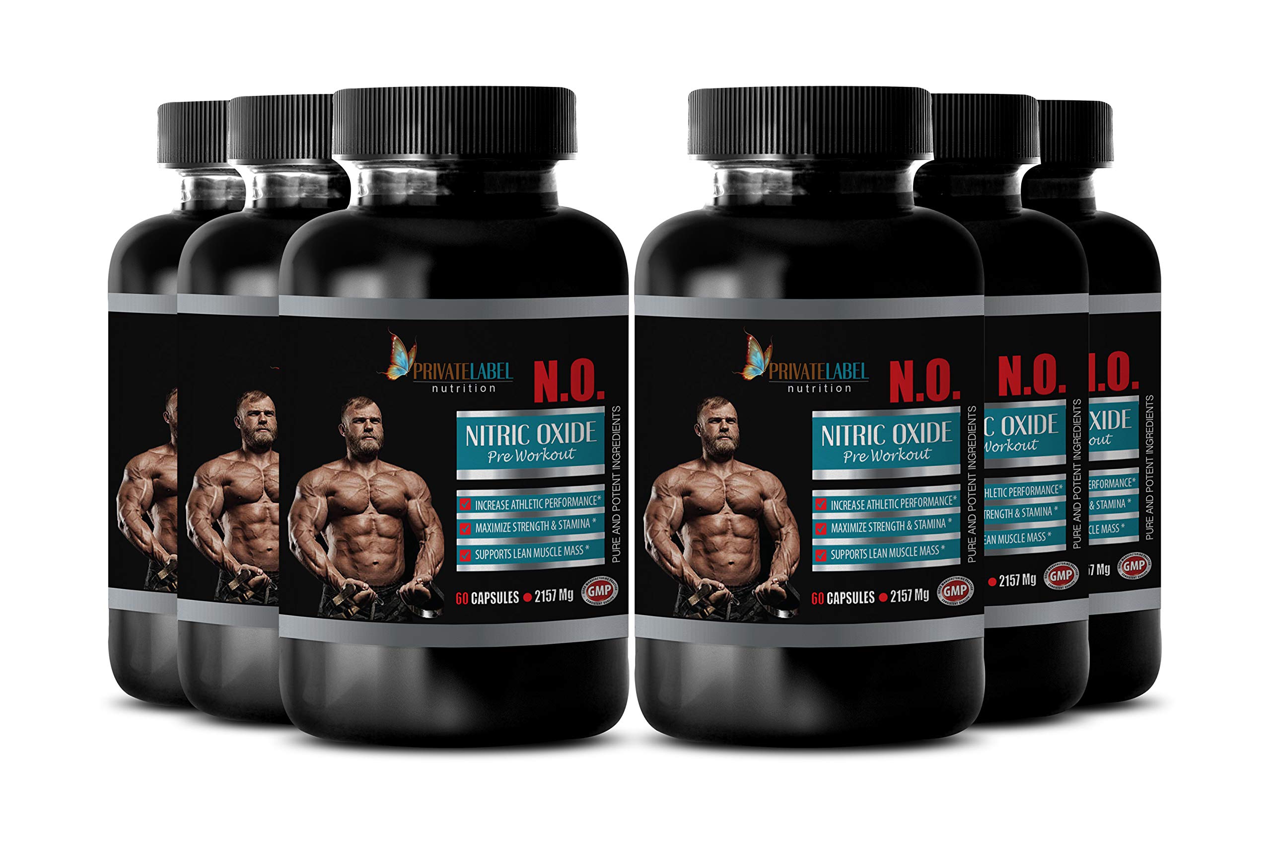 Performance Supplements for Athletes - Energy & Nitric Oxide Booster (2157mg) with L-Arginine - Pre Workout & Testosterone Support - 6 Bottles (360 Capsules) - Ideal for Gym, Running & Strength Training