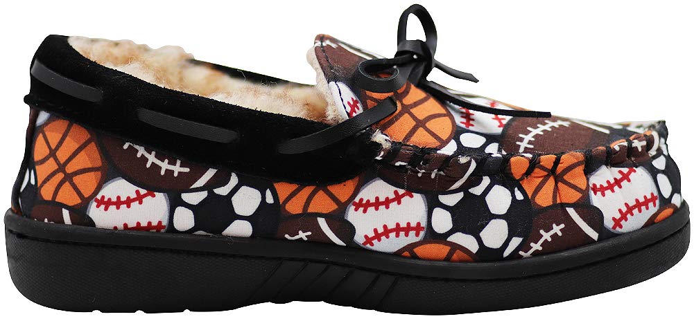 NORTY Toddler Little Kid Big Kid Fabric & Suede Trim Moccasin Slippers - Runs Small (Size Down 2 Sizes) | Cozy Indoor House Shoes for Boys & Girls | Perfect for Playtime, Preschool & Home Comfort