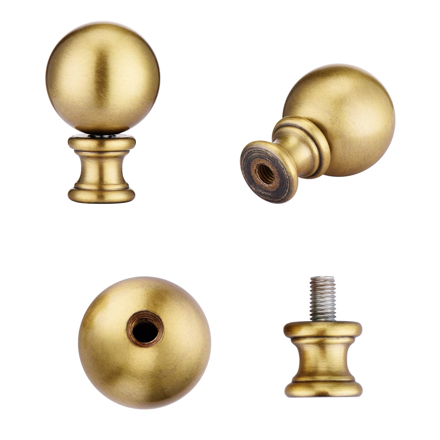 Canomo 8 Inch Lamp Harp Set - Antique Brass Lamp Shade Holder with Light Base & 3mm Ball Finial for Table & Floor Lamps - Perfect for Living Room, Bedroom & Office Lighting Decor