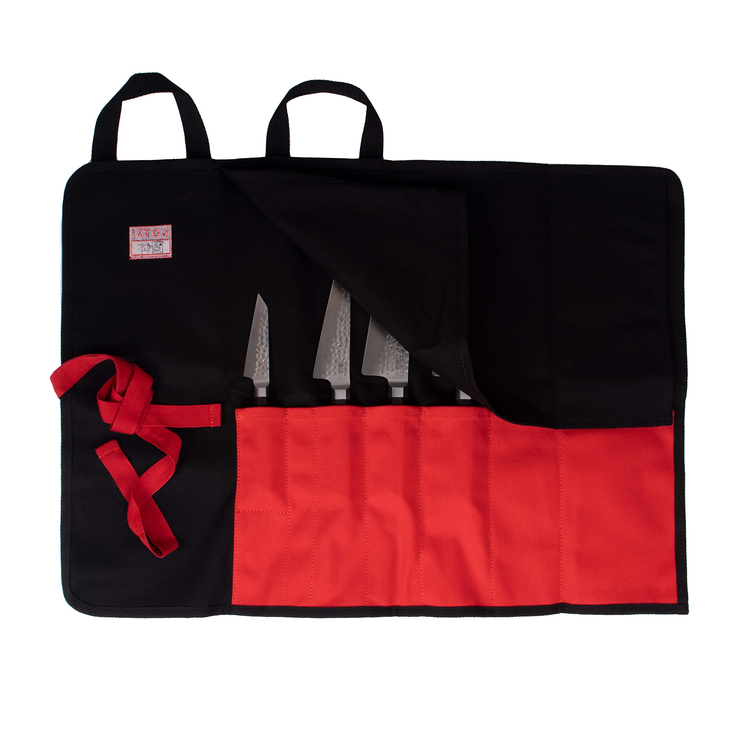 Kotai 100% Cotton Knife Roll-Up Bag for Chefs - 8 x 6 Inch Knife Storage Case with Pockets - Perfect for Kitchen, Camping, BBQ & Culinary School Accessories