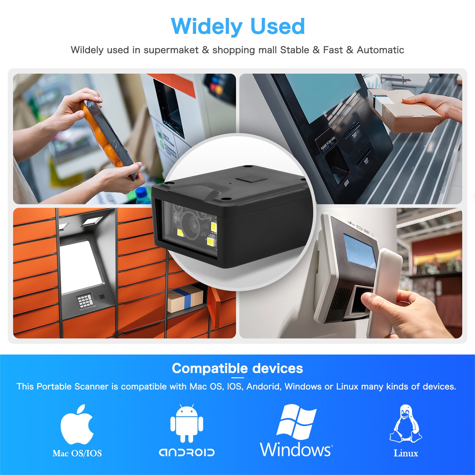 NT 91 Fixed Mount Barcode Scanner - High-Speed USB Barcode Reader for Retail, Warehouse & POS Systems | Durable Industrial Scanning Solution for Inventory Management & Checkout Counters
