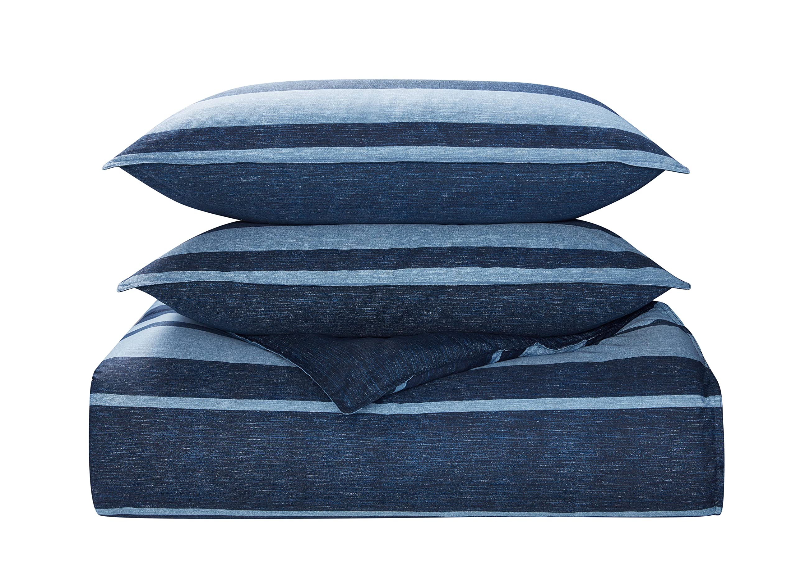 Nautica Queen Comforter Set - 100% Cotton Reversible Bedding with Matching Shams | Stylish Navy Blue Home Decor for Master Bedroom | Cozy & Breathable All-Season Bedding Set (Longpoint Blue, Queen Size)