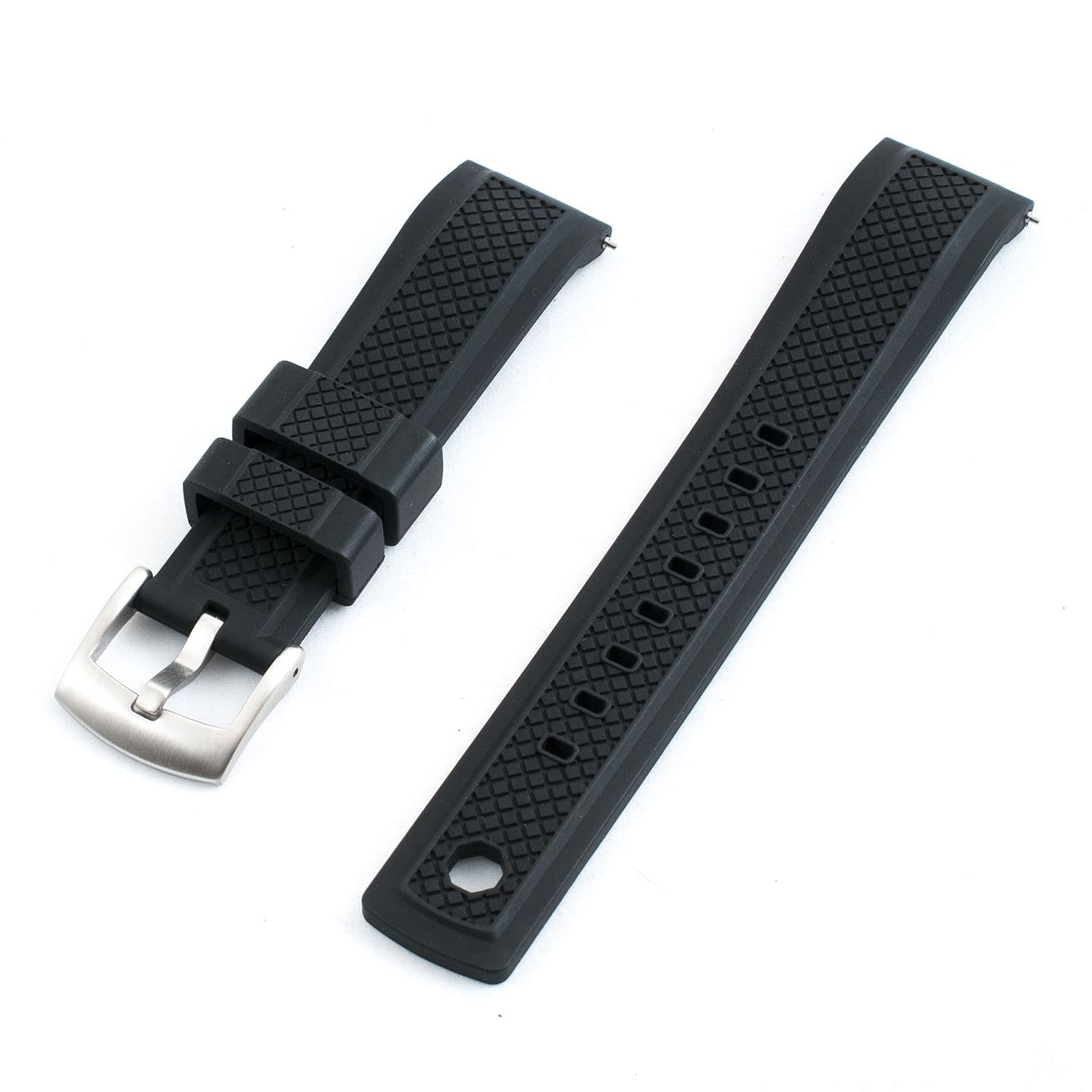 Quick Release FKM Rubber Watch Strap with Locking Keeper - 20mm 22mm Durable Replacement Band for Men & Women - Perfect for Sports, Diving & Everyday Wear