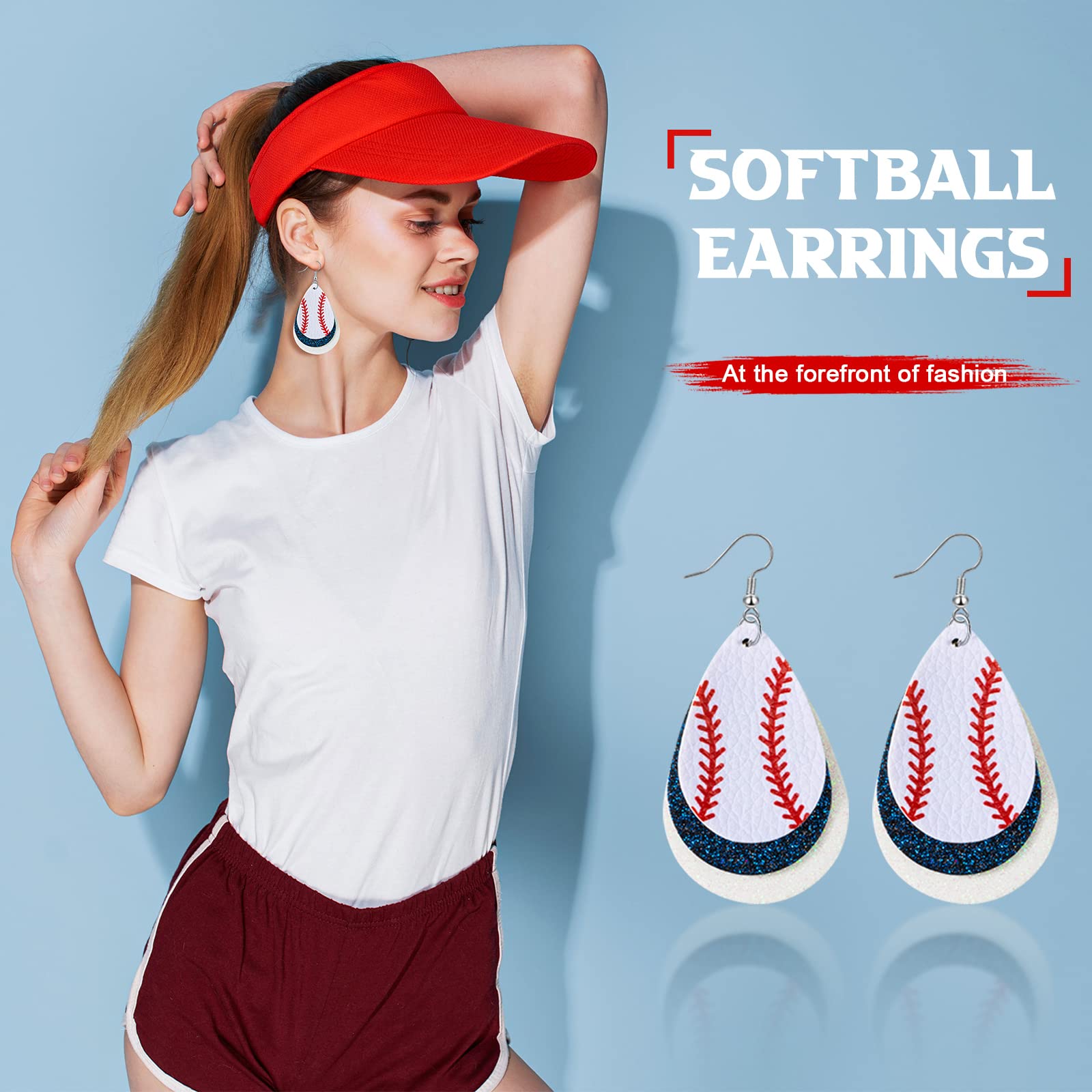 Highergo 12 Pairs Women's Baseball Stud Earrings - Geometric Glitter Dangle Softball Jewelry for Sports Fans - Perfect Gift for Baseball Lovers, Game Day Accessories & Casual Wear