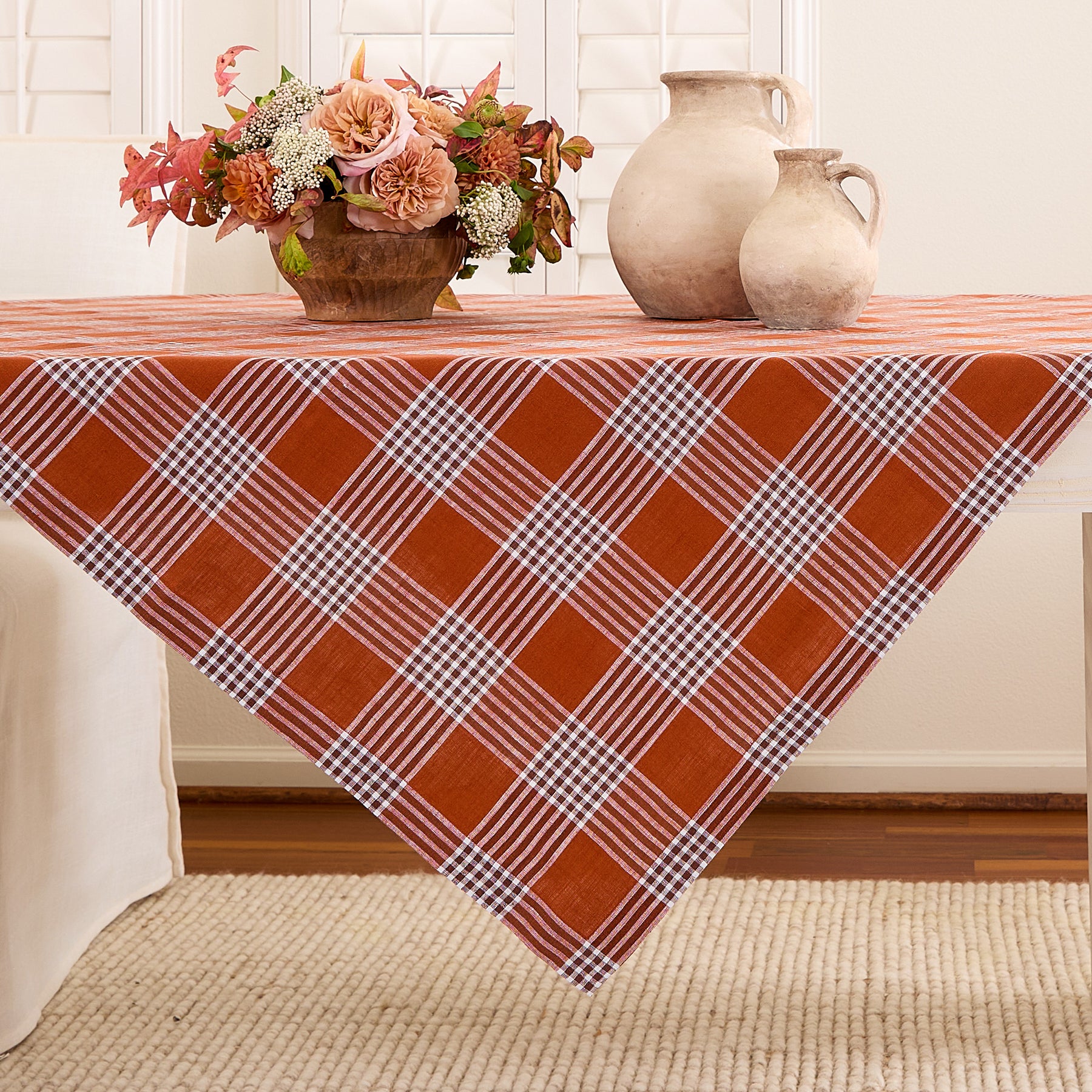 Glen Check Table Throw - Classic Plaid Table Cover for Dining, Kitchen, and Outdoor Picnics - Waterproof and Washable Fabric for Home Decor and Parties