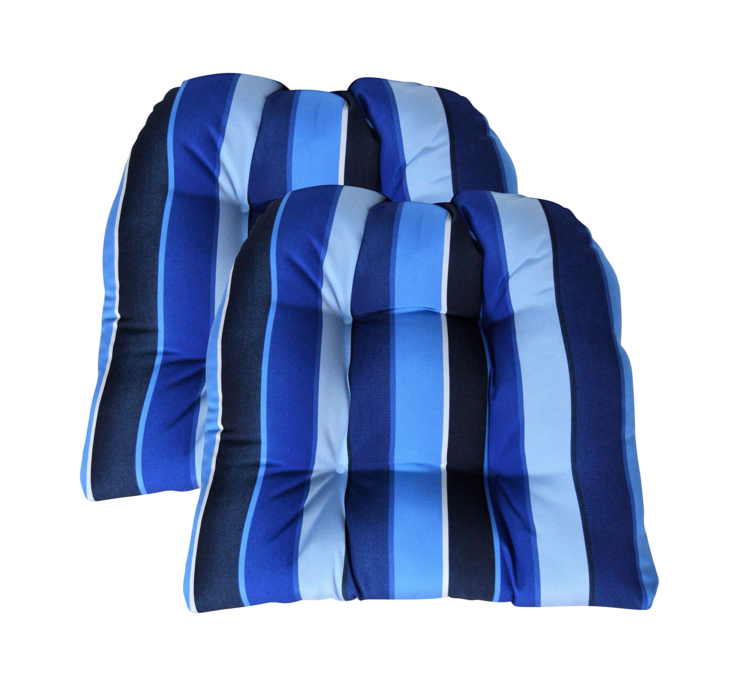 RSH DECOR: 2-Piece Tufted Wicker U-Shaped Cushion Set - 19x19 Inch Outdoor Patio Seat Cushions with Sunbrella Performance Fabric - Waterproof, Fade-Resistant - Perfect for Garden, Poolside & Deck Furniture (Milano Cobalt)
