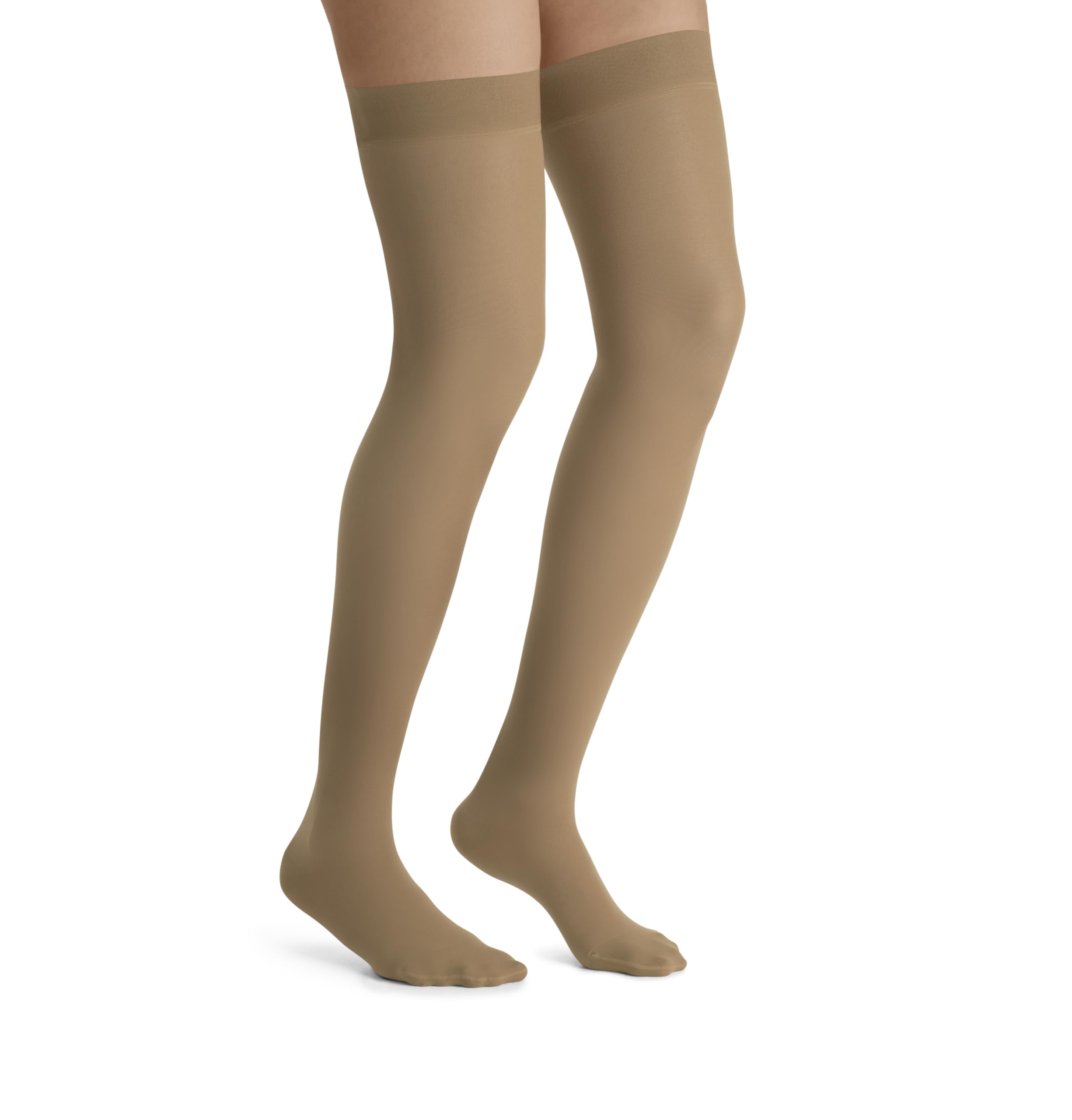 JOBST UltraSheer 20-30mmHg Thigh High Compression Stockings with Silicone Band - Closed Toe, Large, Sun Bronze (119134) - Ideal for Varicose Veins, Edema & Post-Surgery Recovery