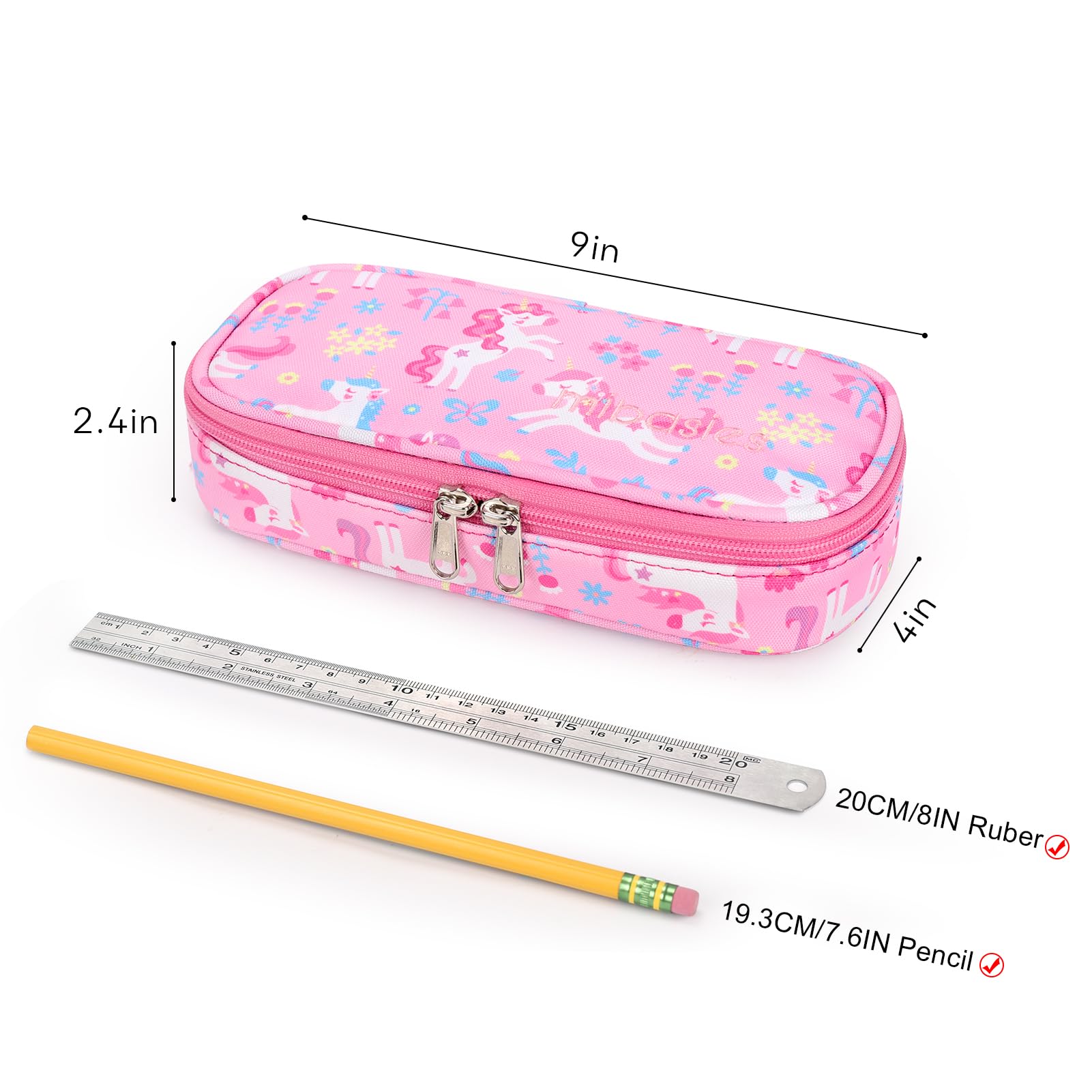 Mibasies Unicorn Pencil Case for Girls & Boys - Cute Flower Unicorn Design School Supplies Pouch for Kids | Perfect for School, Office & Travel Organization