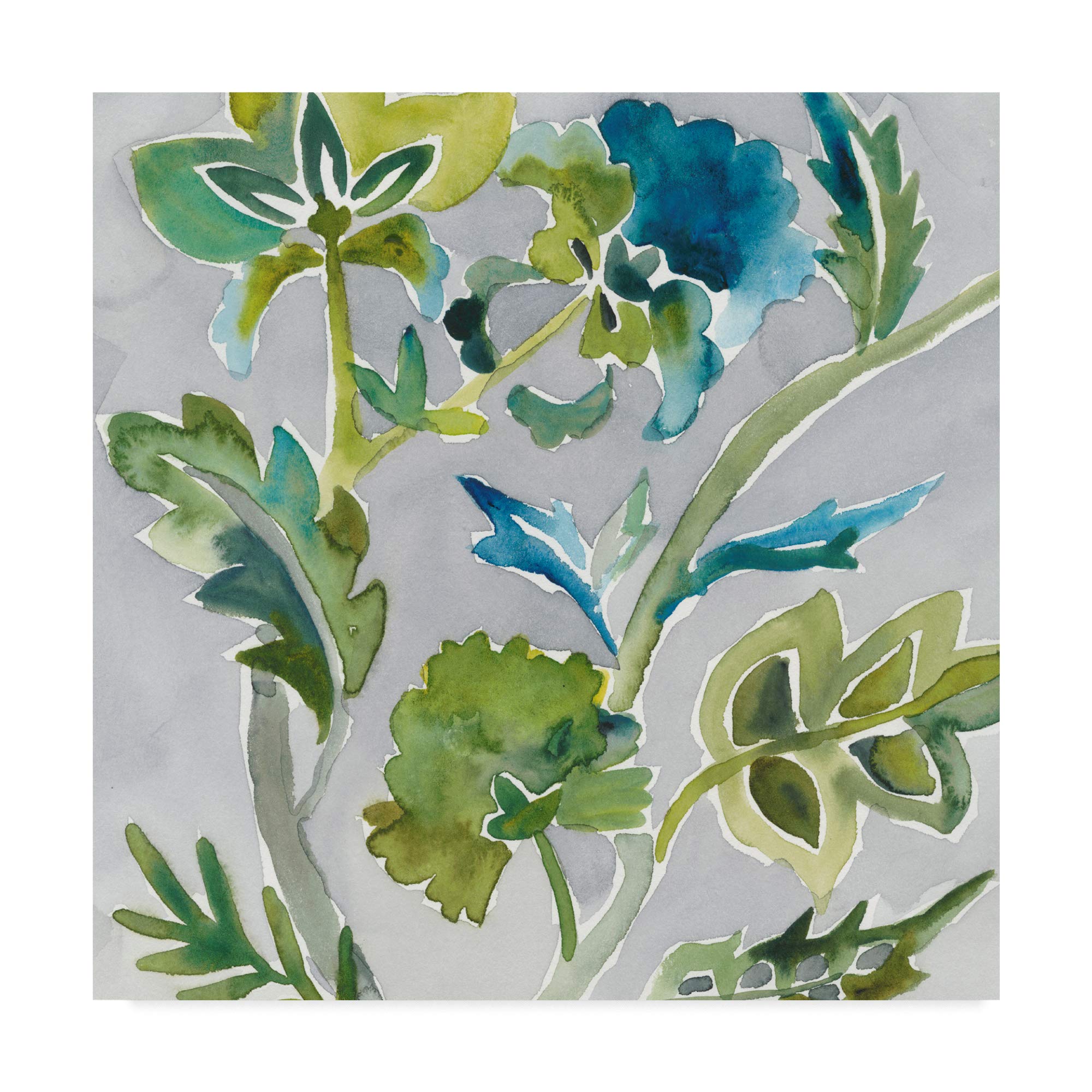 Trademark Fine Art - 18x18 Batik Vines I by Chariklia Zarris - Handmade Wall Art for Living Room, Bedroom & Office Decor