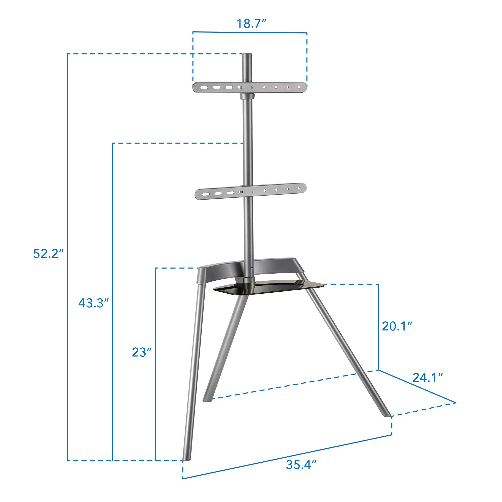 Easel TV Stand - Adjustable TV Tripod for 43-65 Inch Flat & Curved Screens | Supports Up to 88 lbs | Quick Assembly with SNAP-Lock Technology | Portable Minimalist Design for Living Room, Bedroom & Office