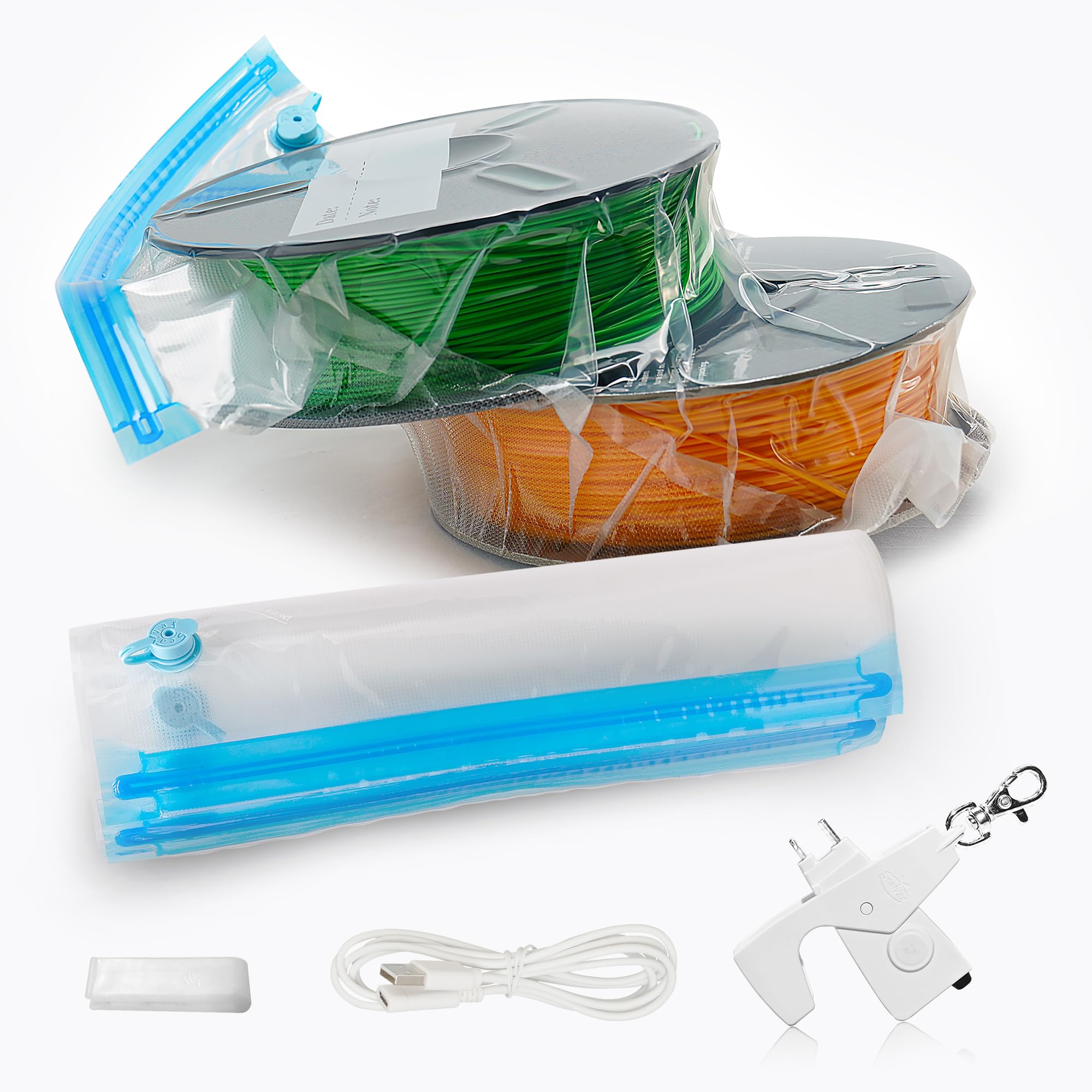 Vacuum-Sealed 3D Printer Filament Storage Bags with Patented Valve - Airtight Moisture-Proof Protection for PLA, ABS, PETG Filaments - Compatible with Creality, Anycubic, Sunlu, Voxelab & Qidi Tech 3D Printers - Ideal for Long-Term Filament Storage & Workshop Organization
