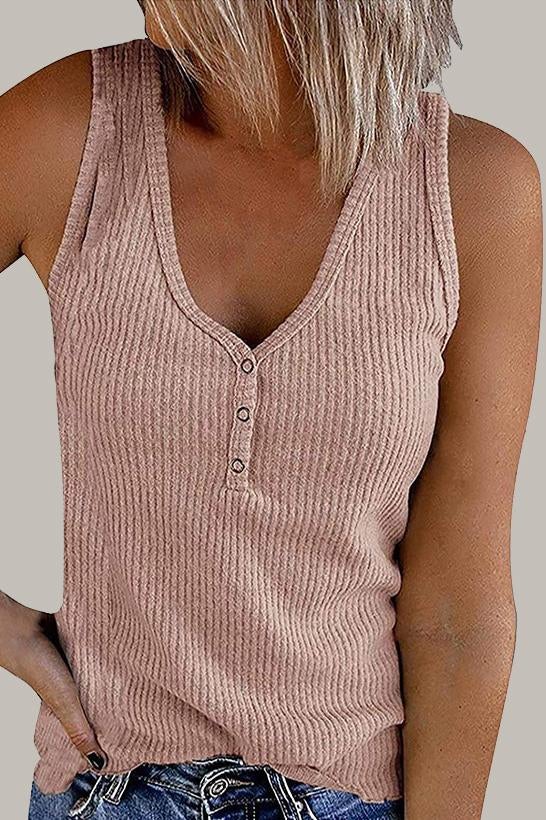 Women's Solid Color V-Neck Button-Down Sleeveless Blouse - Casual Summer Tops for Work, Date Night & Vacation Outfits