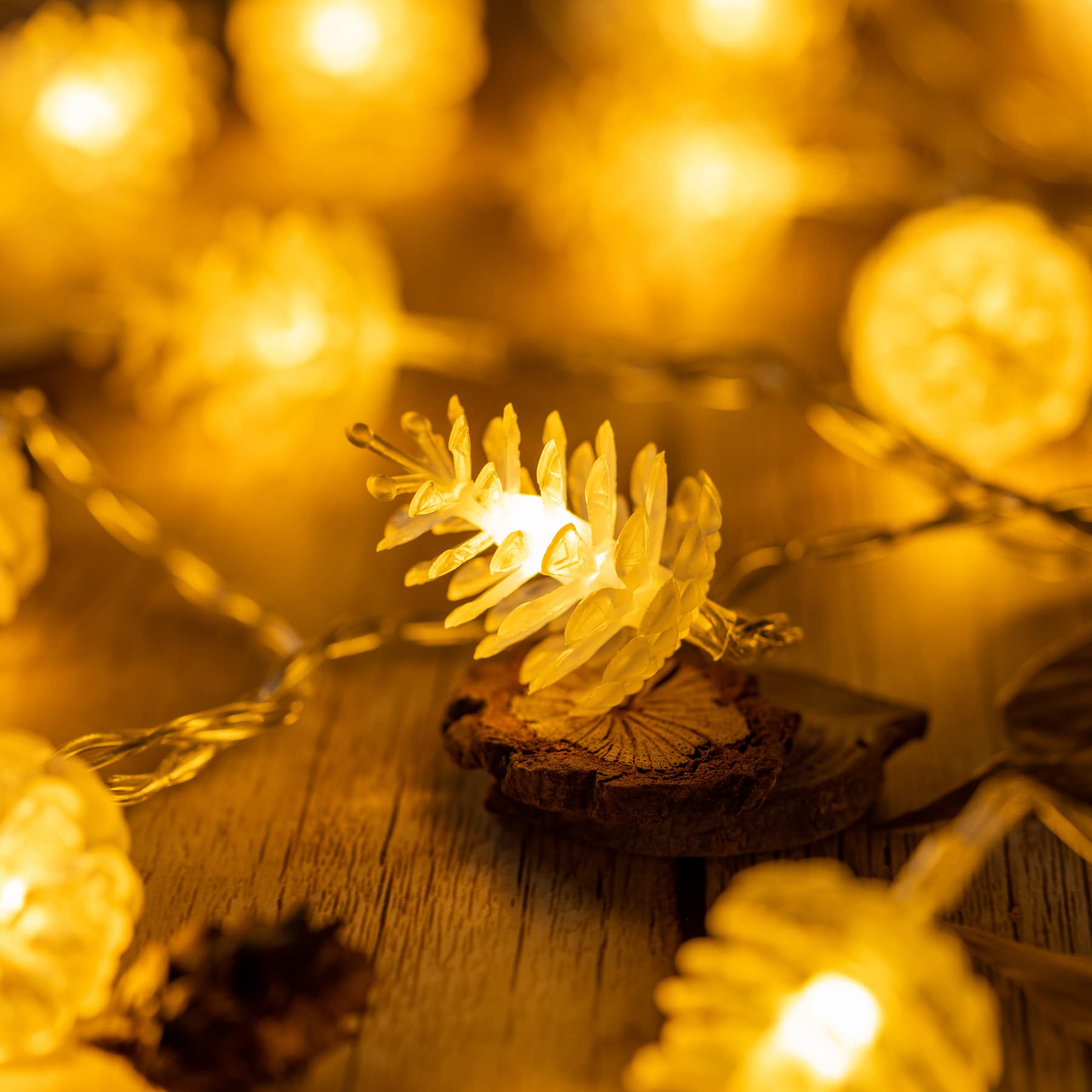 Battery Operated Pinecone String Lights - 17.5ft 35 LED Pine Cone Fairy Lights with 8 Lighting Modes, USB Powered for Indoor/Outdoor Christmas, Wedding, Party, and Home Decor