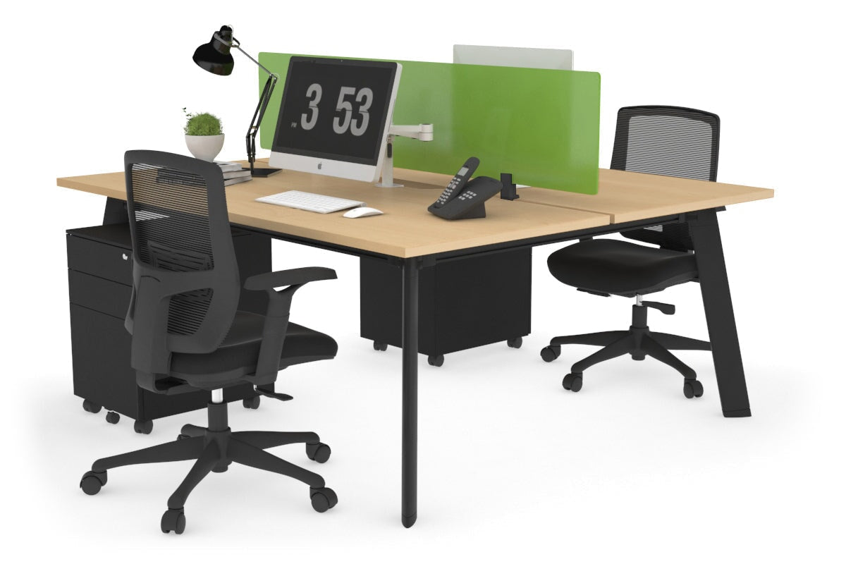 2 Person Workstation with Black Frame - 1200L x 800W Office Desk with Cable Management | Perfect for Home Office, Coworking Spaces & Small Business Teams