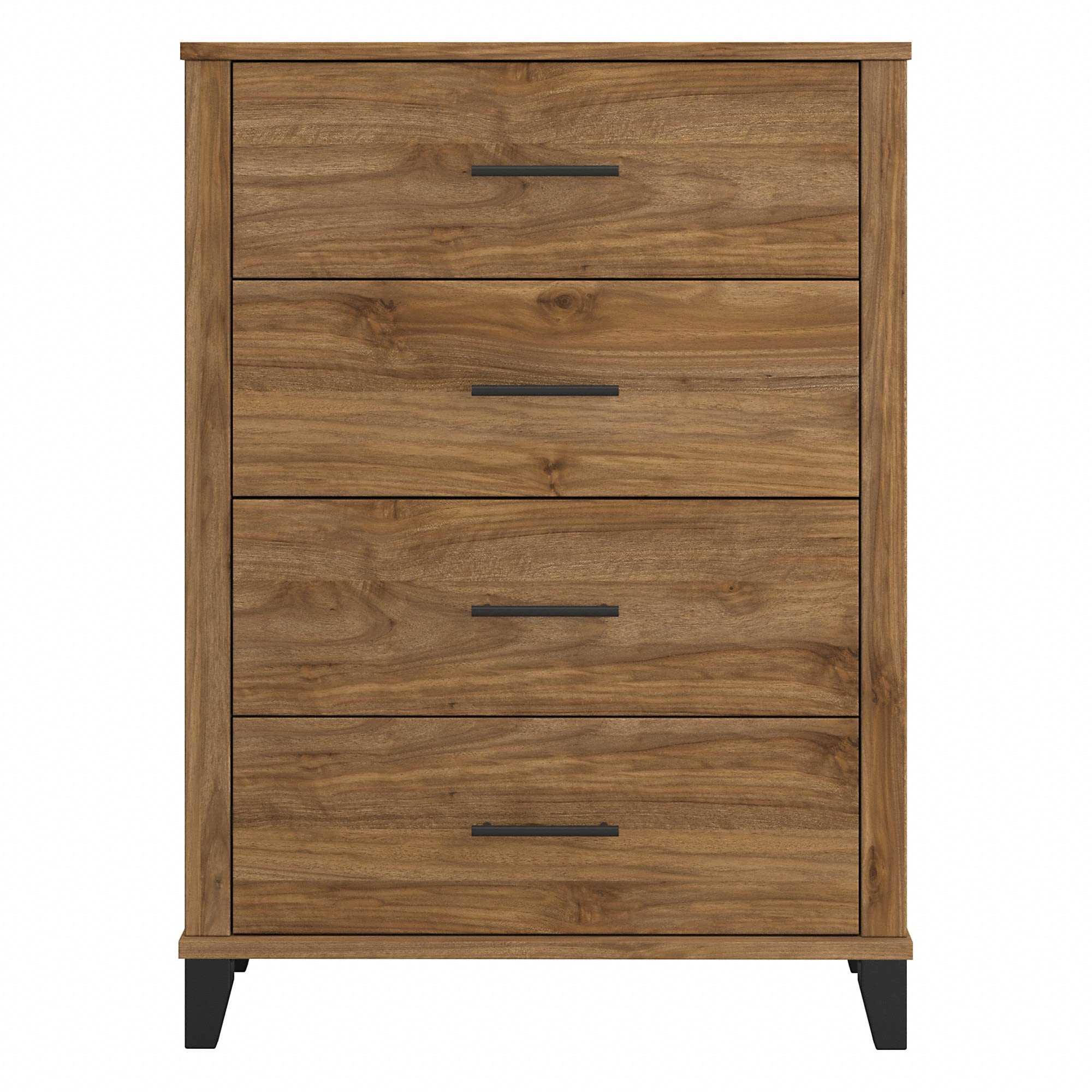 Bush Furniture Somerset 5-Drawer Chest in Fresh Walnut Finish - Solid Wood Dresser for Bedroom, Living Room & Office Storage