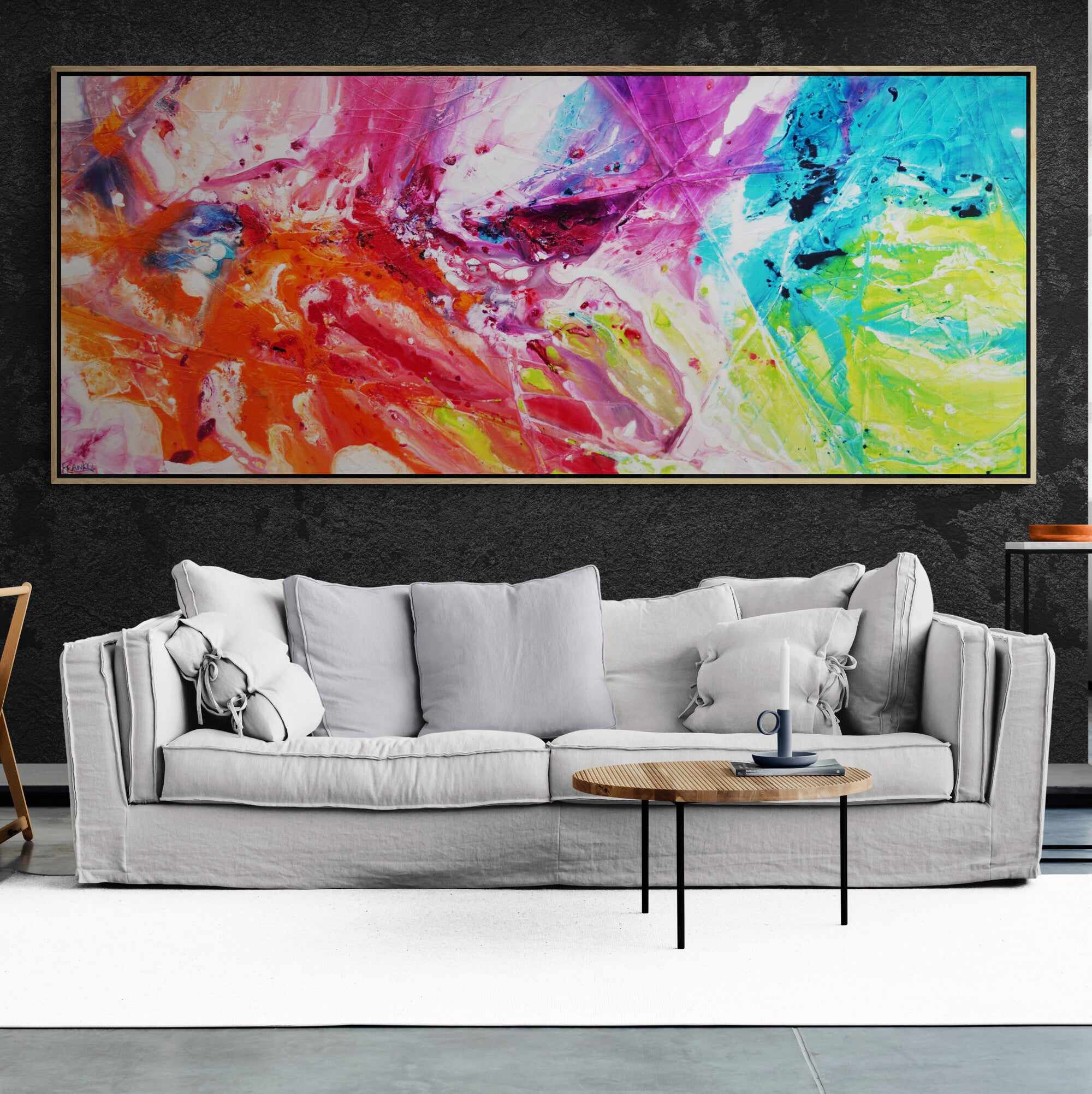 Colorful Textured Abstract Painting 240cm x 100cm - Large Modern Wall Art for Living Room, Bedroom & Office Decor | Handmade Canvas Artwork