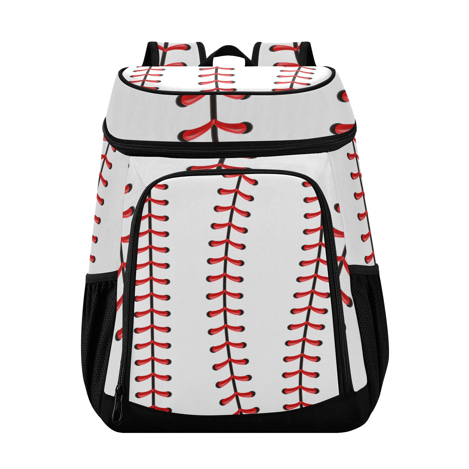 White Baseball Cooler Backpack - Insulated Leak-Proof 30 Can Capacity Waterproof Lightweight Soft Cooler Bag for Beach, Picnic, Hiking & Camping - Perfect for Men & Women Outdoor Activities