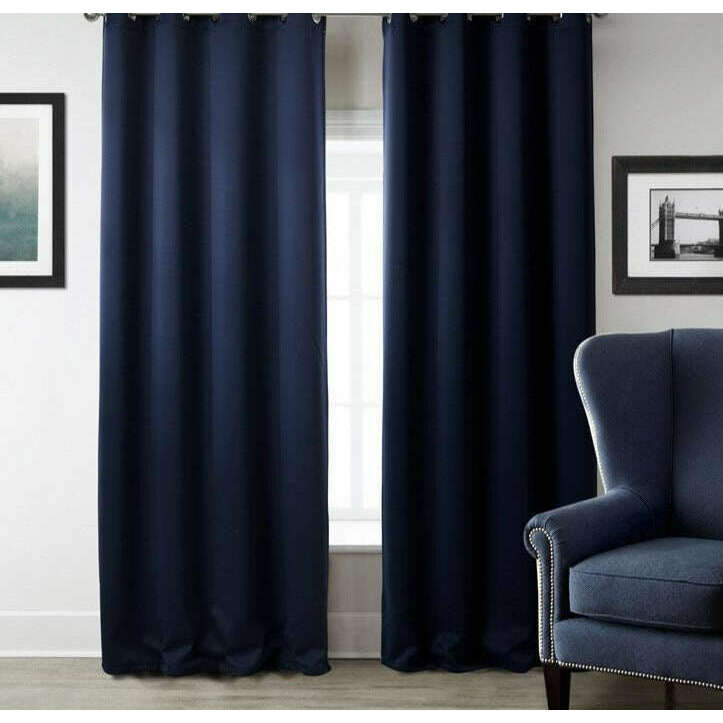 Jason Modern Plain Blackout Curtains - Light Blocking Thermal Insulated Window Drapes in Blue for Bedroom, Living Room & Nursery (Blackout Curtains for Better Sleep & Energy Efficiency)