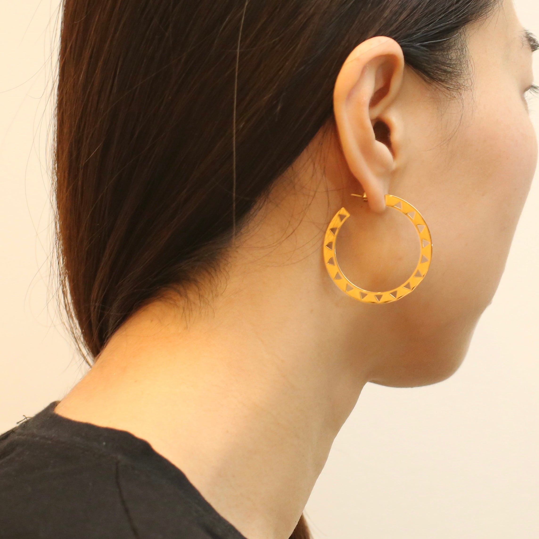 Triangle Engraved Hoop Earrings for Women - Trendy Geometric Jewelry for Everyday Wear & Special Occasions