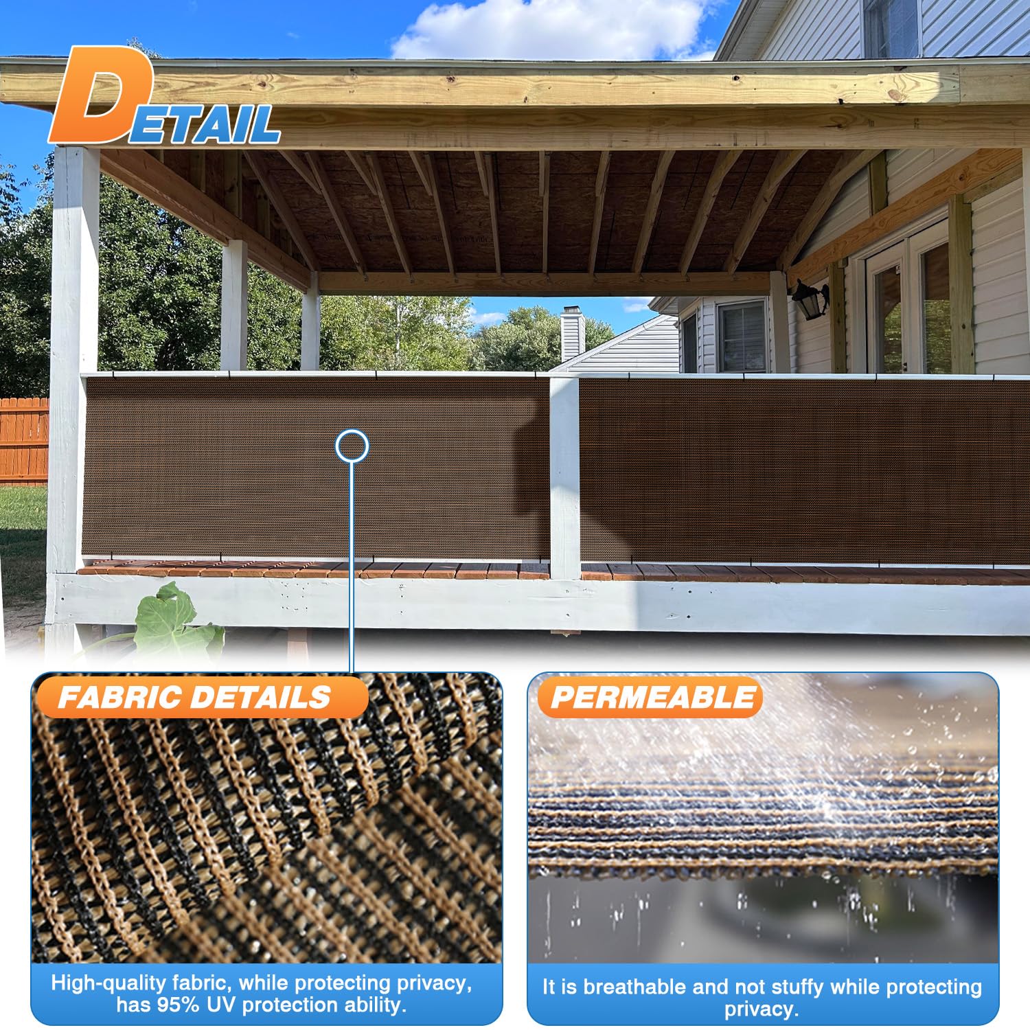 TANG Sunshades Depot 8x43 Ft Brown Sunscreen Shade Fabric Roll - 95% UV Block Privacy Screen & Windscreen Cloth - No Grommets Mesh Fabric for Outdoor Garden, Greenhouse, Barn & Patio Cover
