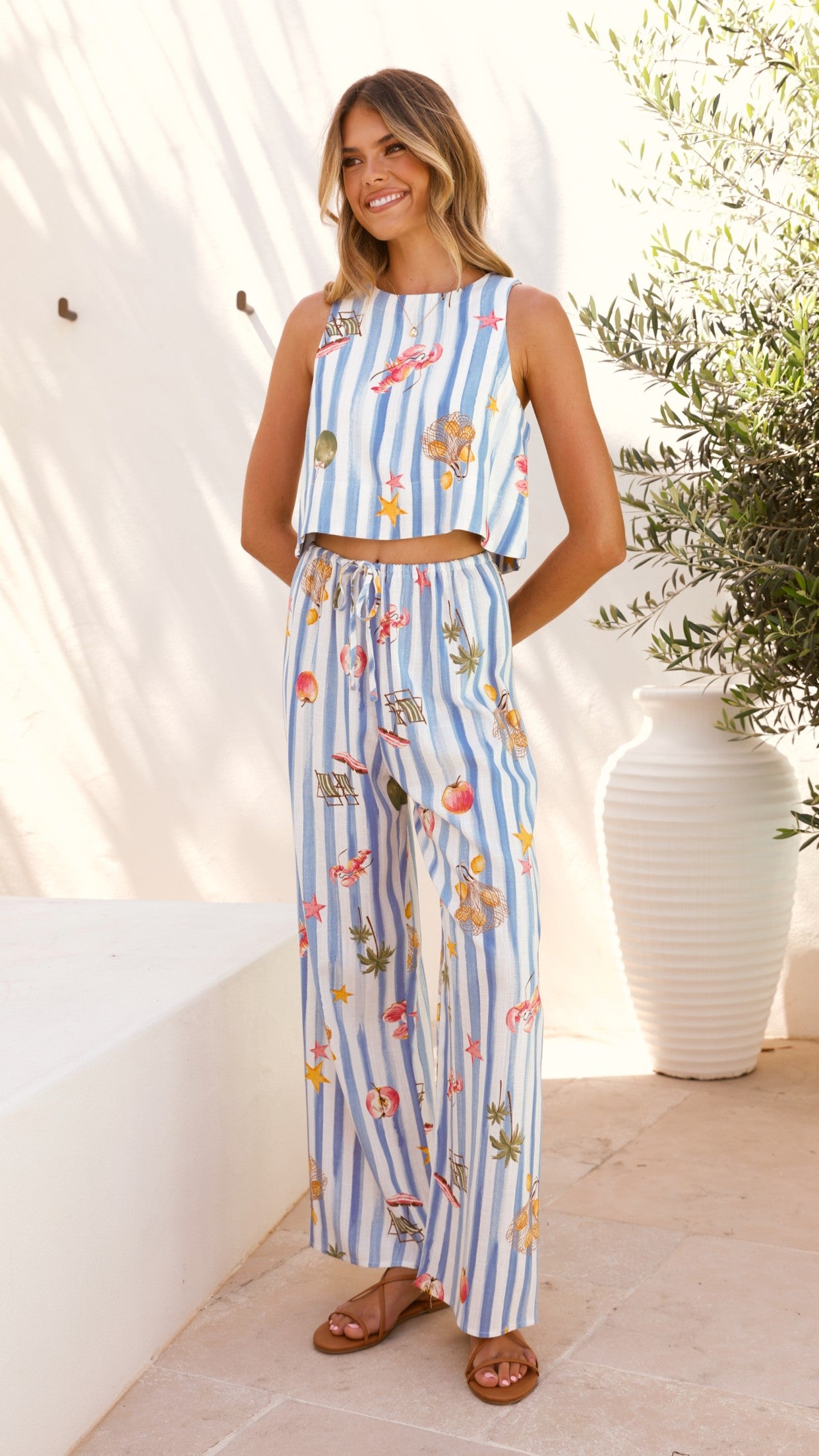 Alejandro Striped Sailor Print Pants - Stylish Nautical Trousers for Men & Women | Perfect for Beach Outings, Summer Vacations & Casual Wear