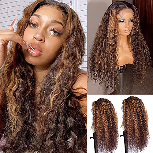 #2T30P2-Brown Highlights Colored Human Hair Wig