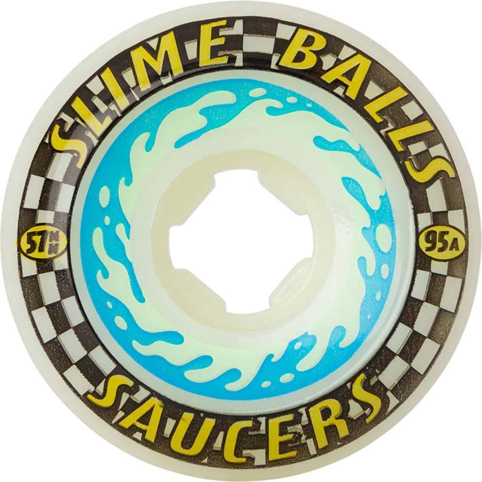 57mm 99A White Slime Balls Skateboard Wheels - High Performance Saucer Wheels for Street Skating, Park Tricks & Smooth Rides