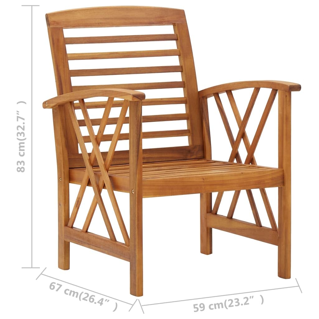 vidaXL 2-Piece Patio Chairs Set - Solid Acacia Wood Outdoor Furniture for Garden, Patio, Terrace - Weather-Resistant & Durable - Perfect for Backyard Relaxation & Outdoor Dining