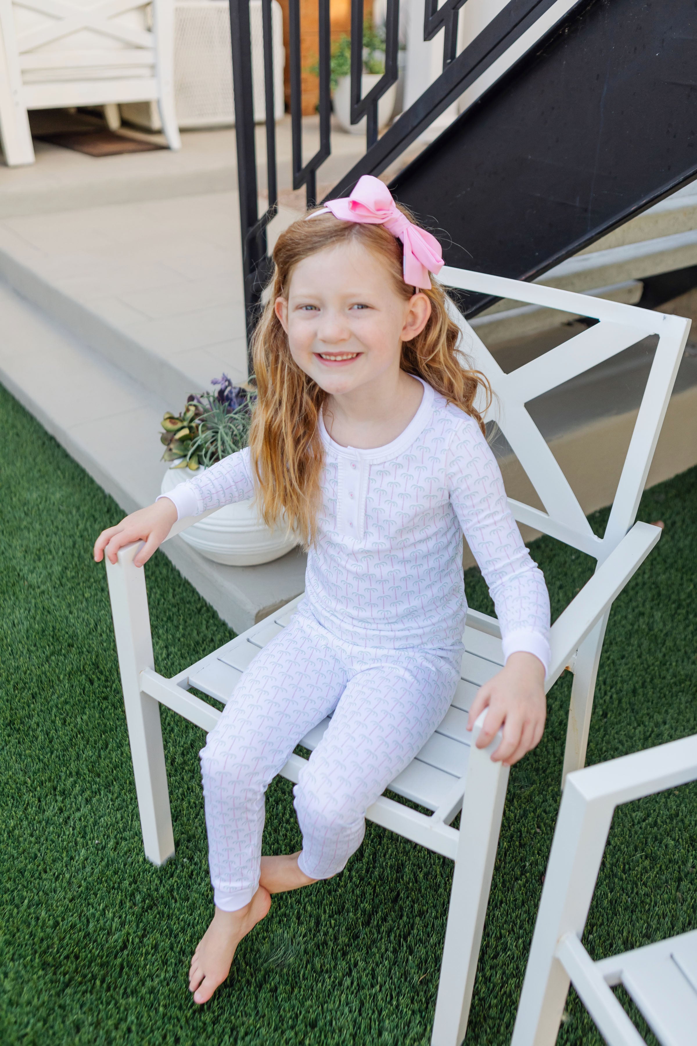 Alden Girls' Pima Cotton Pajama Set - Soft 2-Piece Sleepwear, Pacific Palms Pink | Comfortable Loungewear for Kids & Toddlers, Perfect for Bedtime & Relaxation