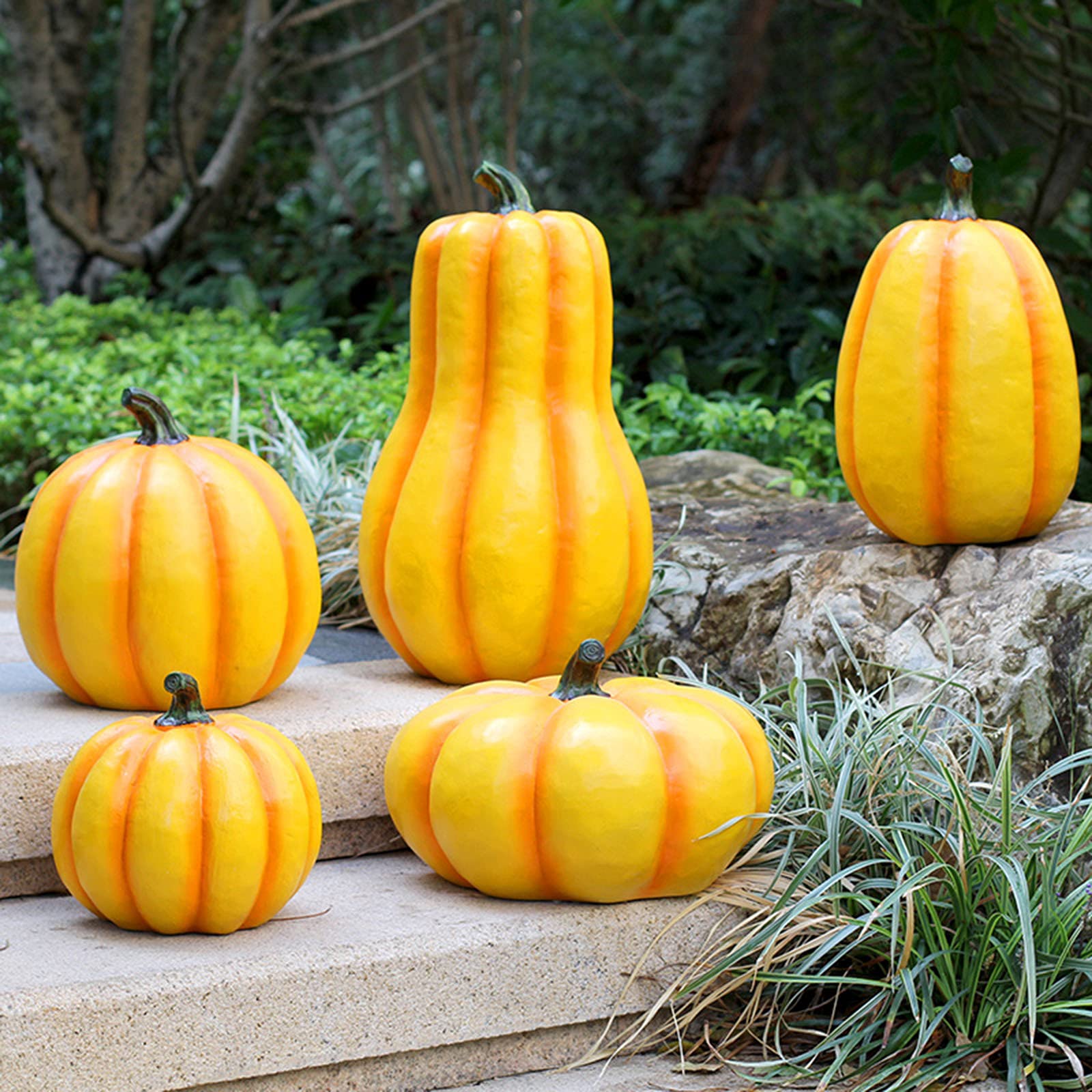 Artificial Pumpkin Decor - Fall Garden Festival Statue for Halloween, Thanksgiving & Christmas | Home Decor, Seasonal Ornaments, Outdoor & Indoor Use