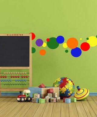Rainbow Polka Dot Wall Stickers for Kids Rooms - Removable Decorative Wall Decals - Perfect for Nursery, Bedroom, and Playroom Decor