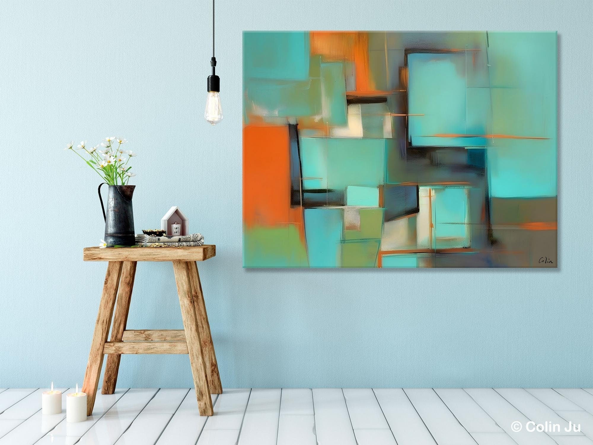 Large Modern Abstract Canvas Wall Art - Hand Painted Original Acrylic Painting for Bedroom Decor | Contemporary Home & Office Wall Decor