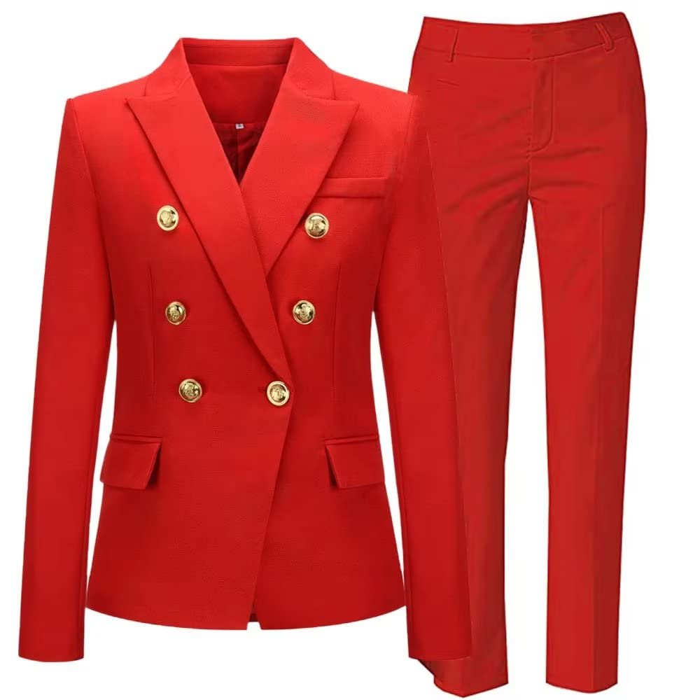 Professional 3-Piece Women's Suit Set - Notch Lapel Double Breasted Blazer & Pants for Office Work | Business Formal Attire for Career Women, Meetings & Corporate Events