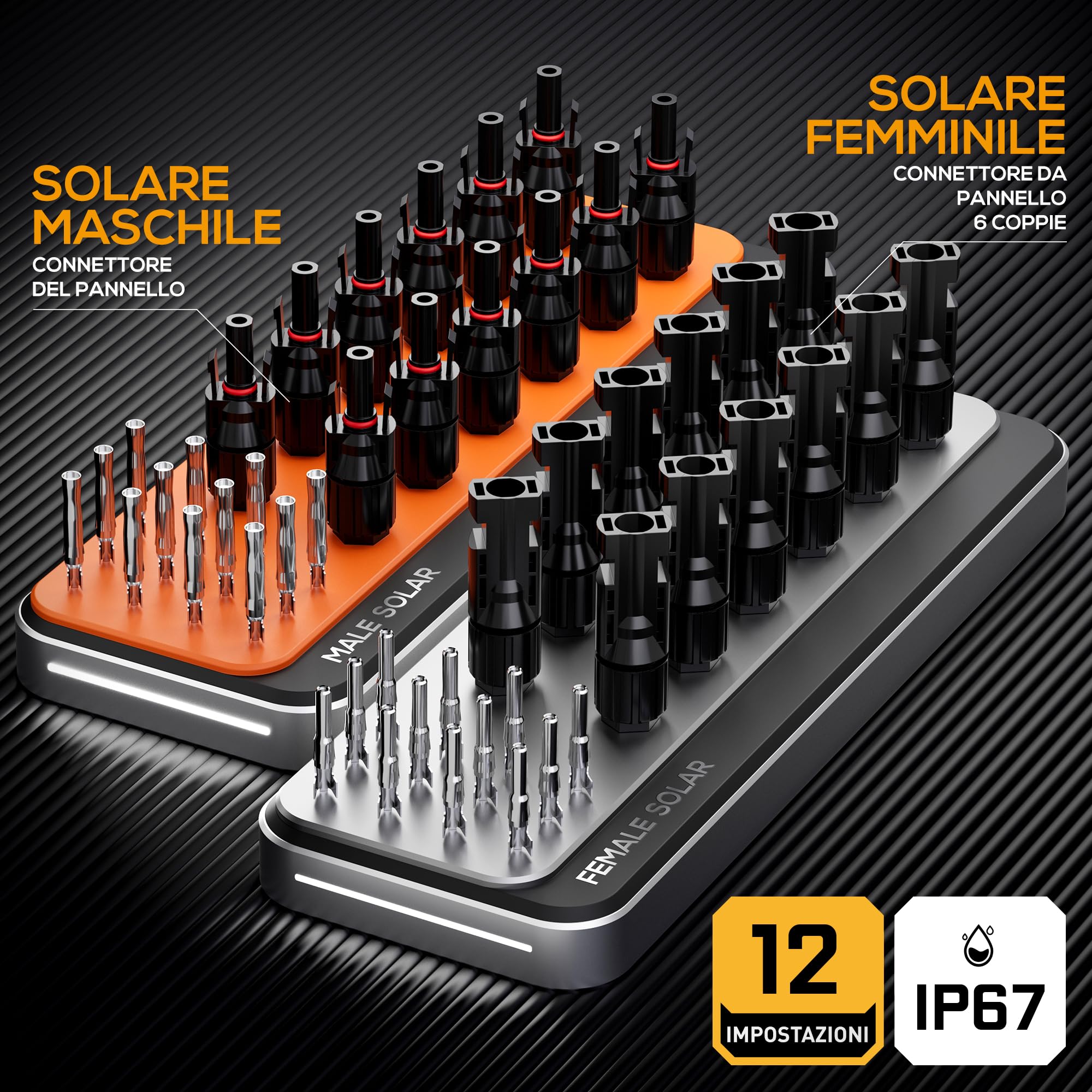 SOMELINE® Solar Connector Crimping Tool Kit - 14-10 AWG Solar Panel Cable Crimper with 12 Pairs MC4 Connectors, Wrench & Wire Stripper | Ideal for Solar Panel Installation, Maintenance & DIY Projects