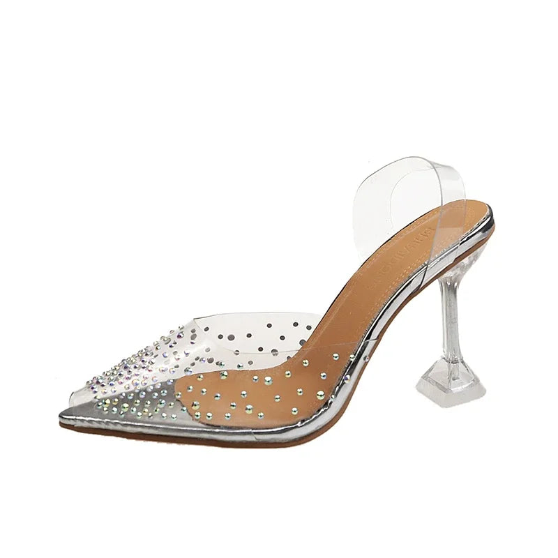 Stylish Women's Transparent Rhinestone Stiletto Sandals - Crystal High Heel Summer Shoes for Women (Available in Large Sizes) | Perfect for Weddings, Parties & Evening Events