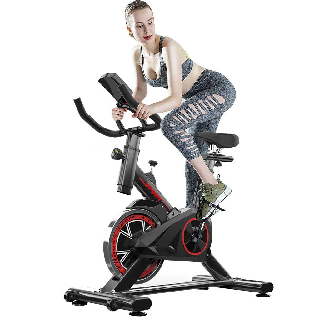 Melupa US Stock - Indoor Cycling Exercise Bike with Comfortable Seat Cushion, Multi-Grip Handlebars & Heavy Flywheel - LCD Monitor for Home Workout - Perfect for Cardio, Weight Loss & Apartment Fitness Training