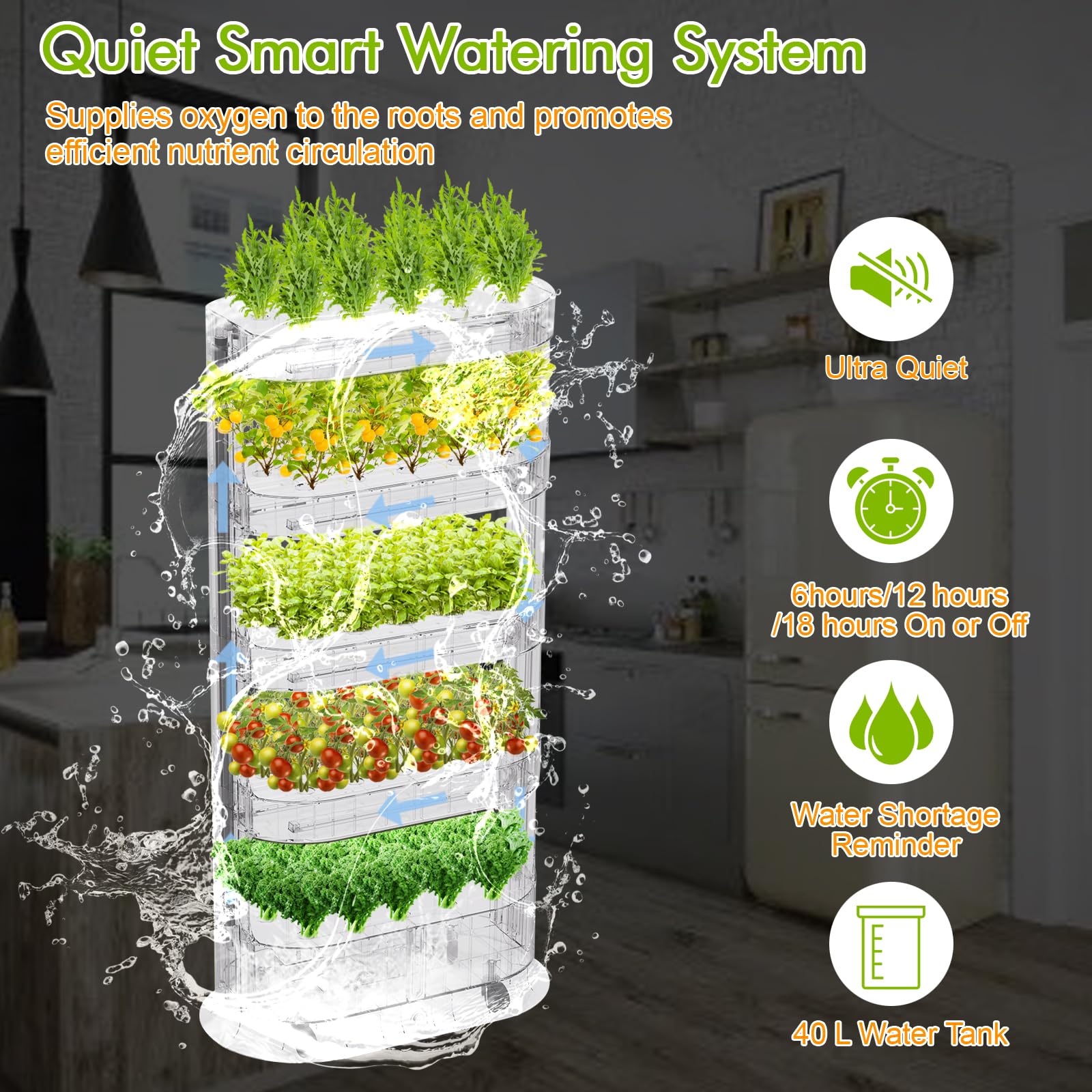 Lyfreen 5-Layer Hydroponic Growing System Kit with LED Grow Light - 80 Pods Vertical Garden Tower for Indoor Herb Gardening | Automatic Plant Watering System for Home, Kitchen & Urban Farming