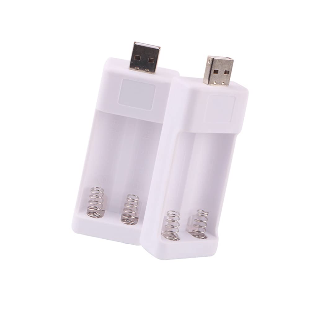 2Pcs USB AA AAA Battery Charger - Fast 2 Slot Charger for 1.2V Rechargeable Batteries - Perfect for Cameras, Toys, and Household Electronics