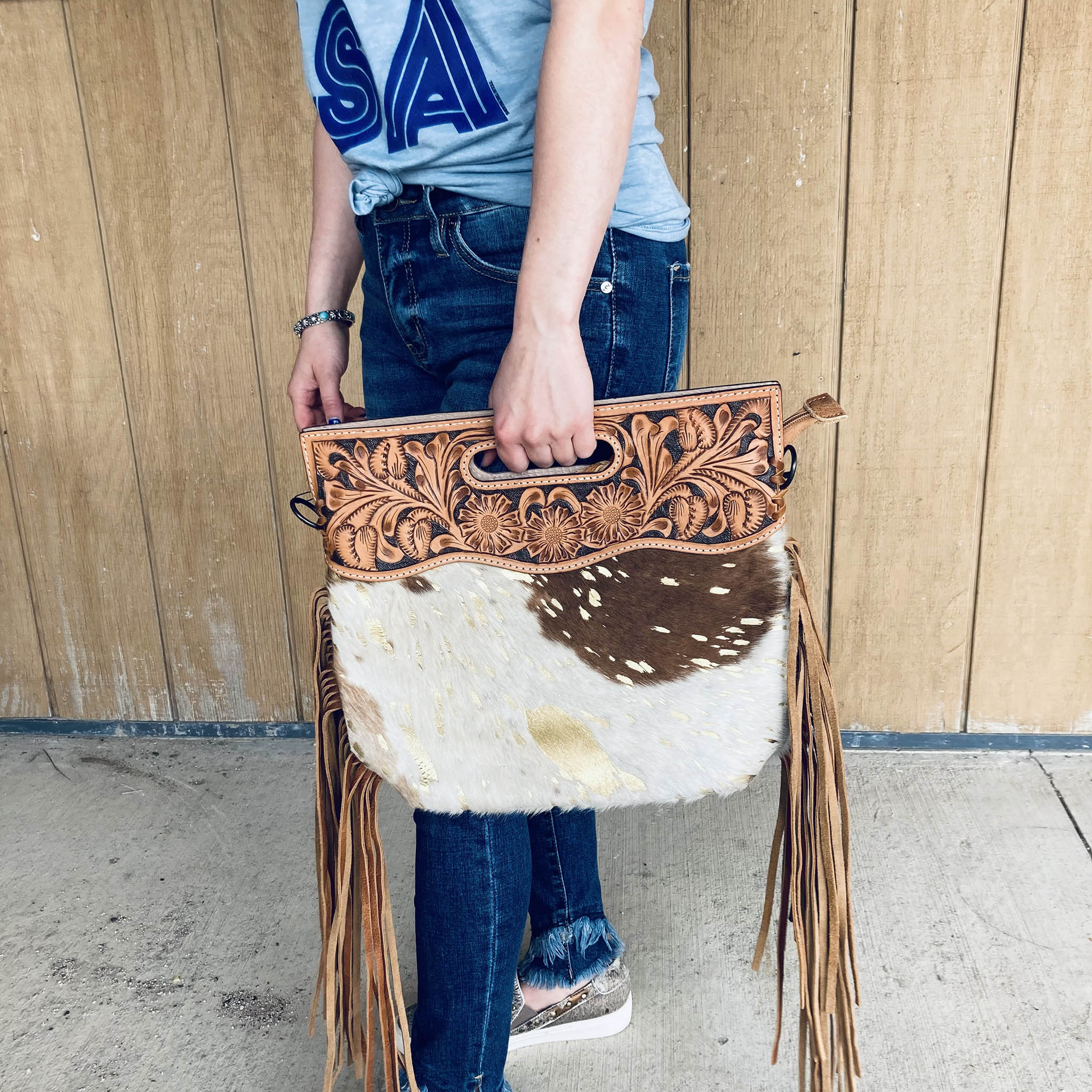 American Darling Genuine Cowhide Fringe Purse - Stylish Boho Crossbody Bag for Women | Perfect for Casual Outings, Music Festivals & Date Nights