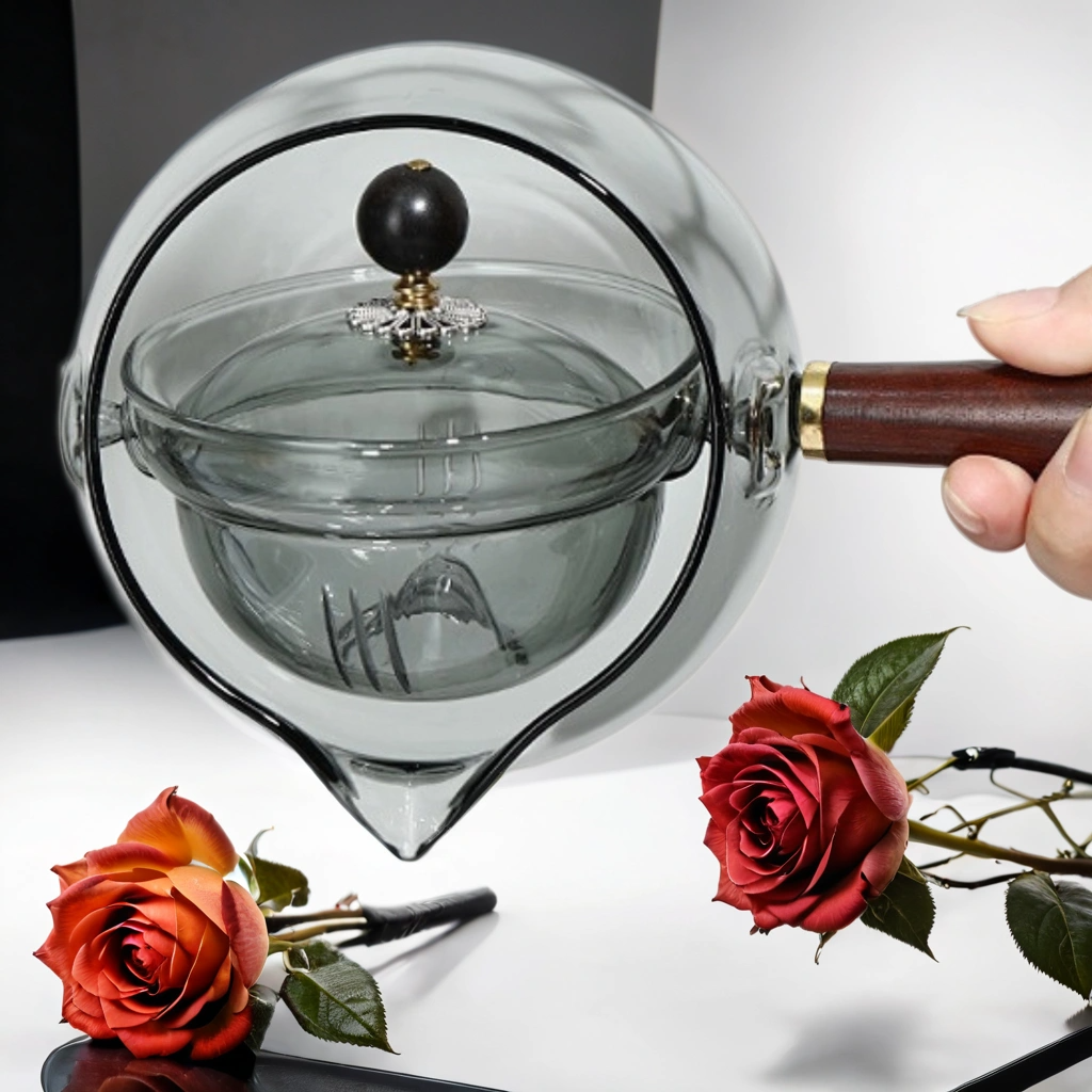 Premium Borosilicate Glass Rotating Teapot with Ergonomic Handle - 500ml Capacity - Perfect for Loose Leaf Tea, Herbal Infusions & Home Brewing - Ideal for Tea Ceremonies, Office Use & Gift Giving