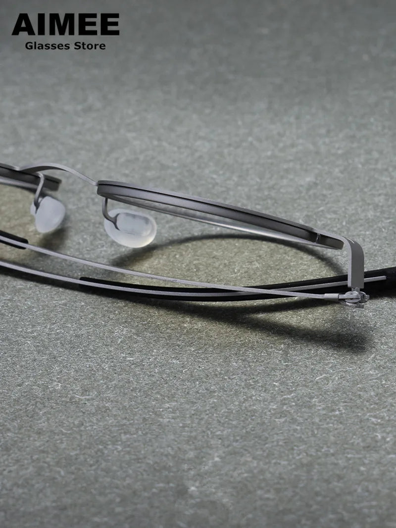 Aimee Unisex Full Rim Round Screwless Titanium Eyeglasses 10723 - Lightweight Durable Frame for Men & Women - Perfect for Reading, Work, and Everyday Wear