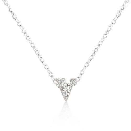 Personalized Initial V Pendant Necklace - Micro Pave Cubic Zirconia Letter Charm Jewelry for Women - Perfect Gift for Birthday, Anniversary & Valentine's Day