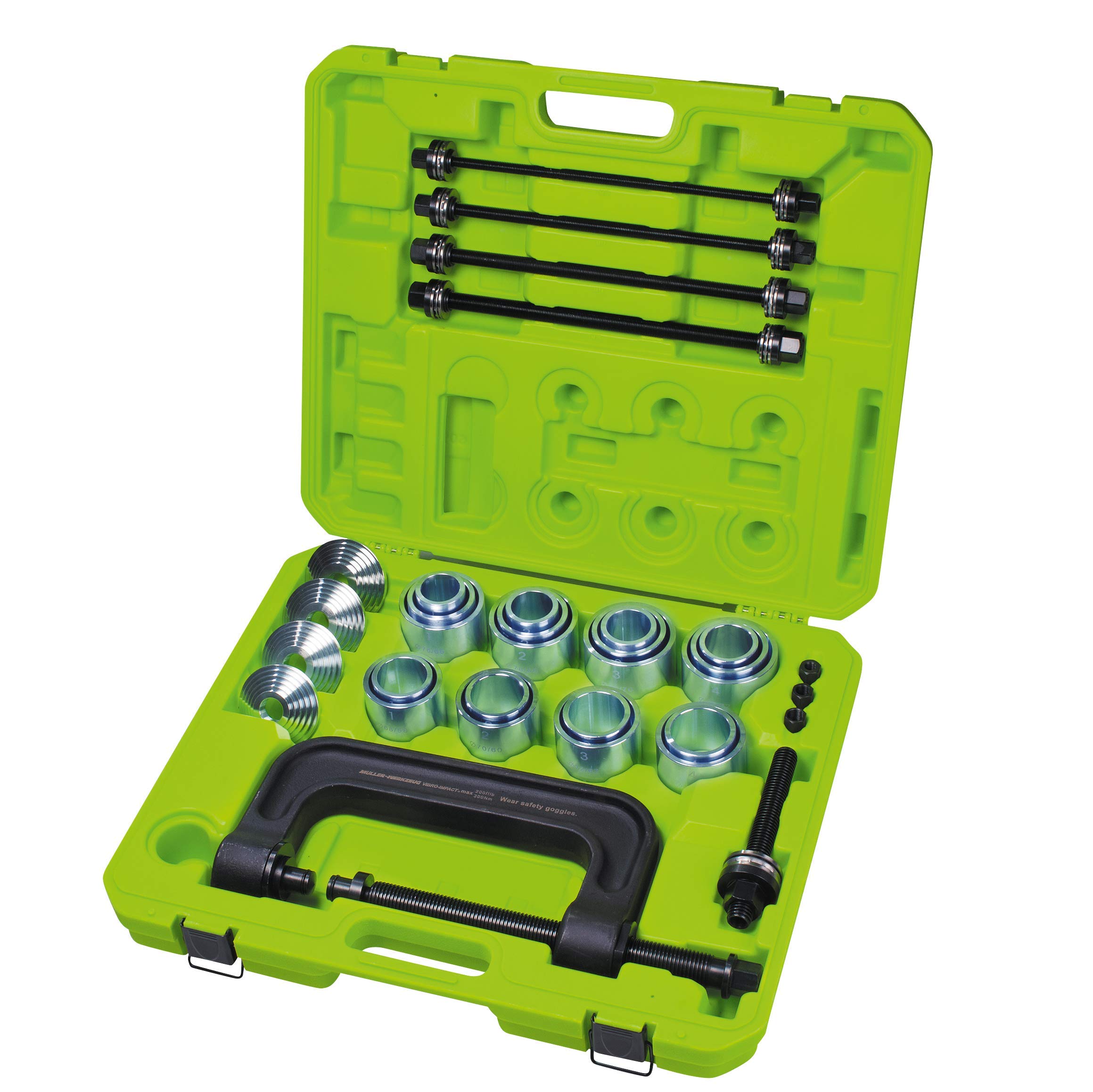 Mueller-Kueps 609 400 460 Press and Pull Kit with XL C-Clamp - Heavy Duty Automotive Repair Tool for Bearing, Bushings, and Gears - Perfect for Mechanics and DIY Car Maintenance